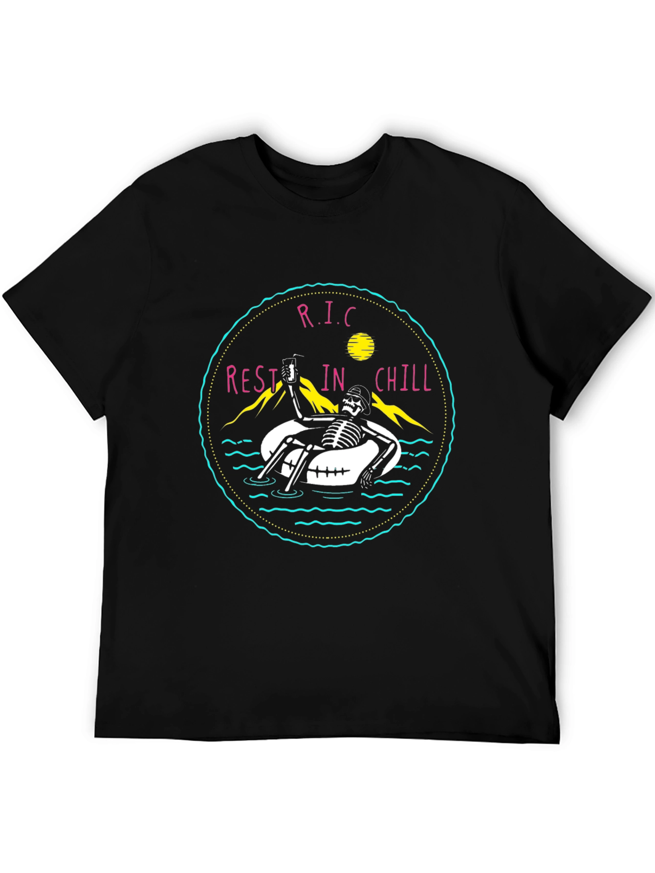 Black Rest in Chill Skeleton Graphic T-Shirt view 5