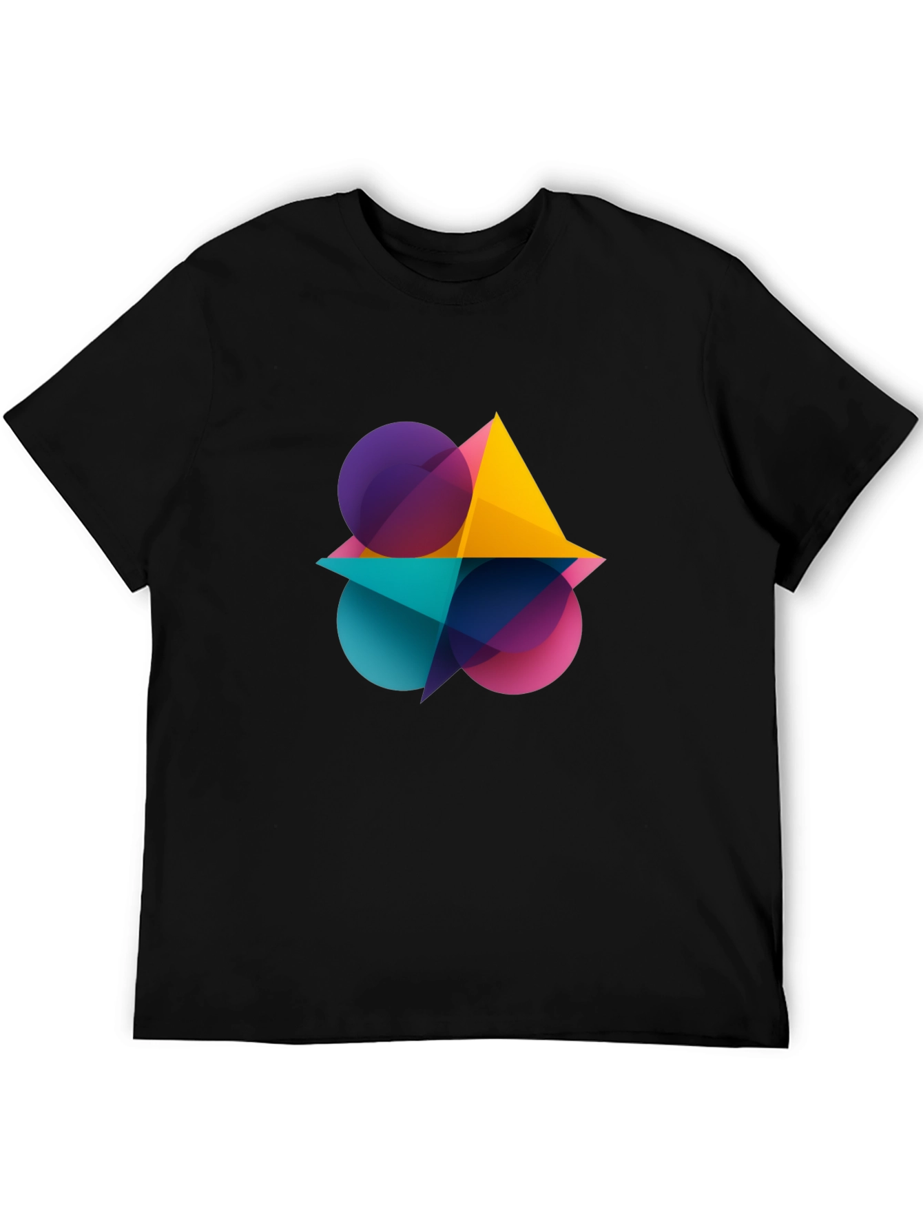 Black Abstract Geometric Design Black T-Shirt view 5