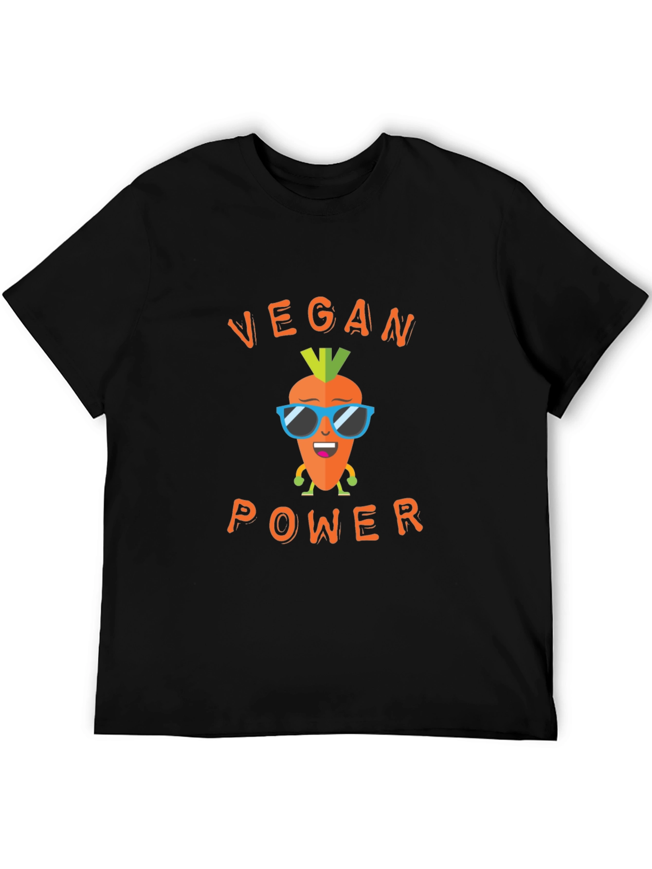 Black Vegan Power Graphic Tee - Carrot Cartoon view 5