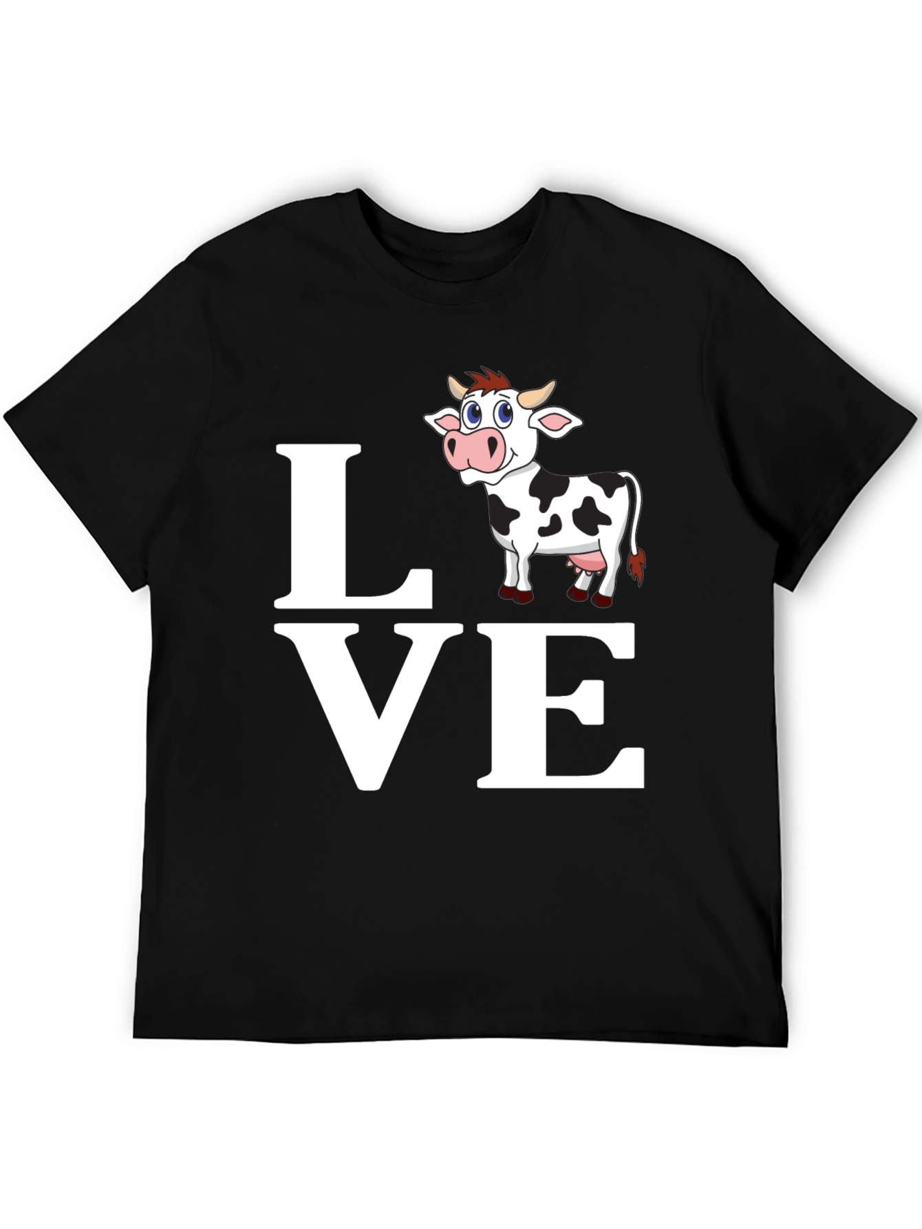 Black Cute Cow Lover T-Shirt - Black Cotton Blend view 5