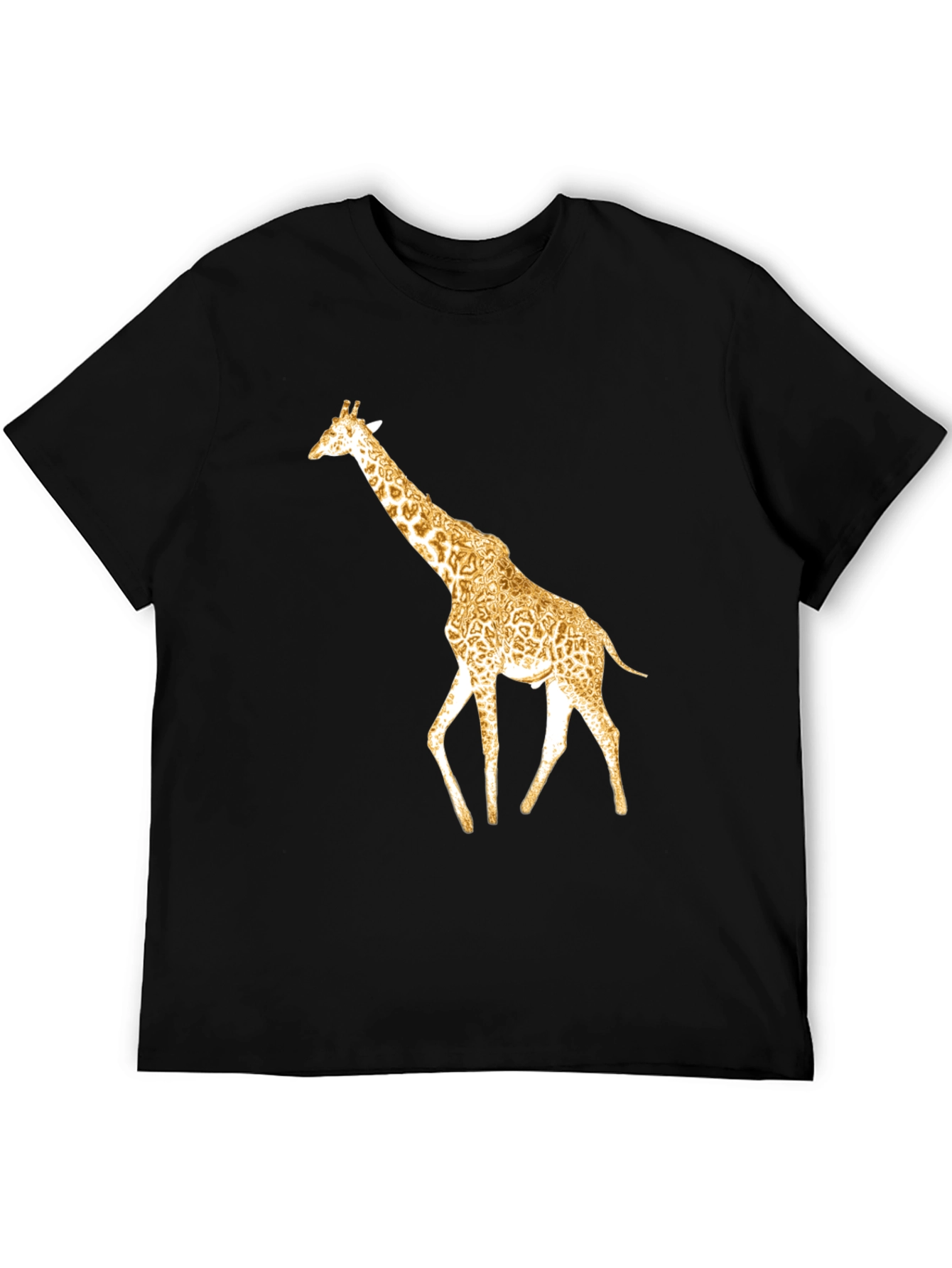 Black Stylish Giraffe Print Black T-Shirt view 5