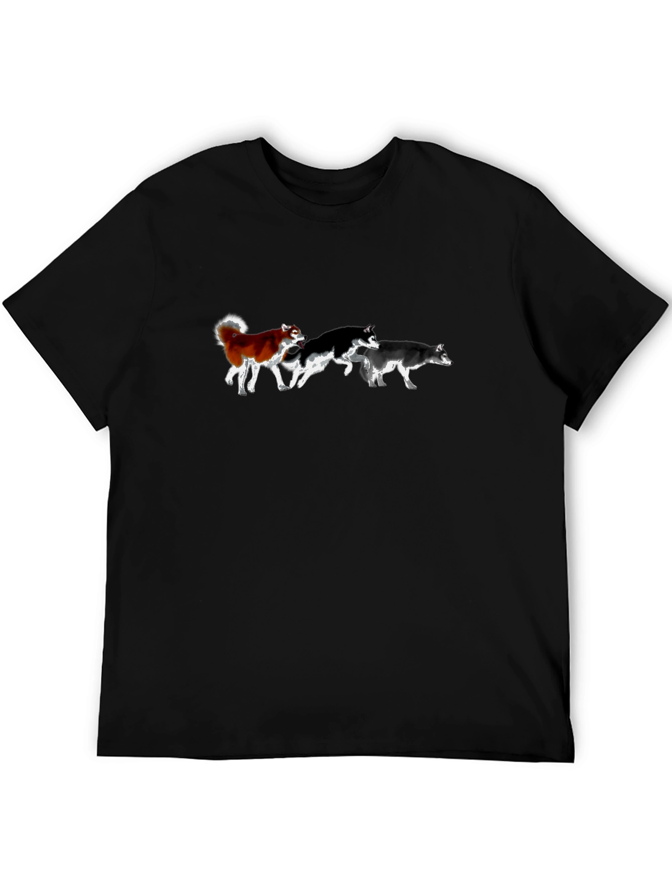 Black Husky Dog Pack T-Shirt - Black Cotton Tee view 5
