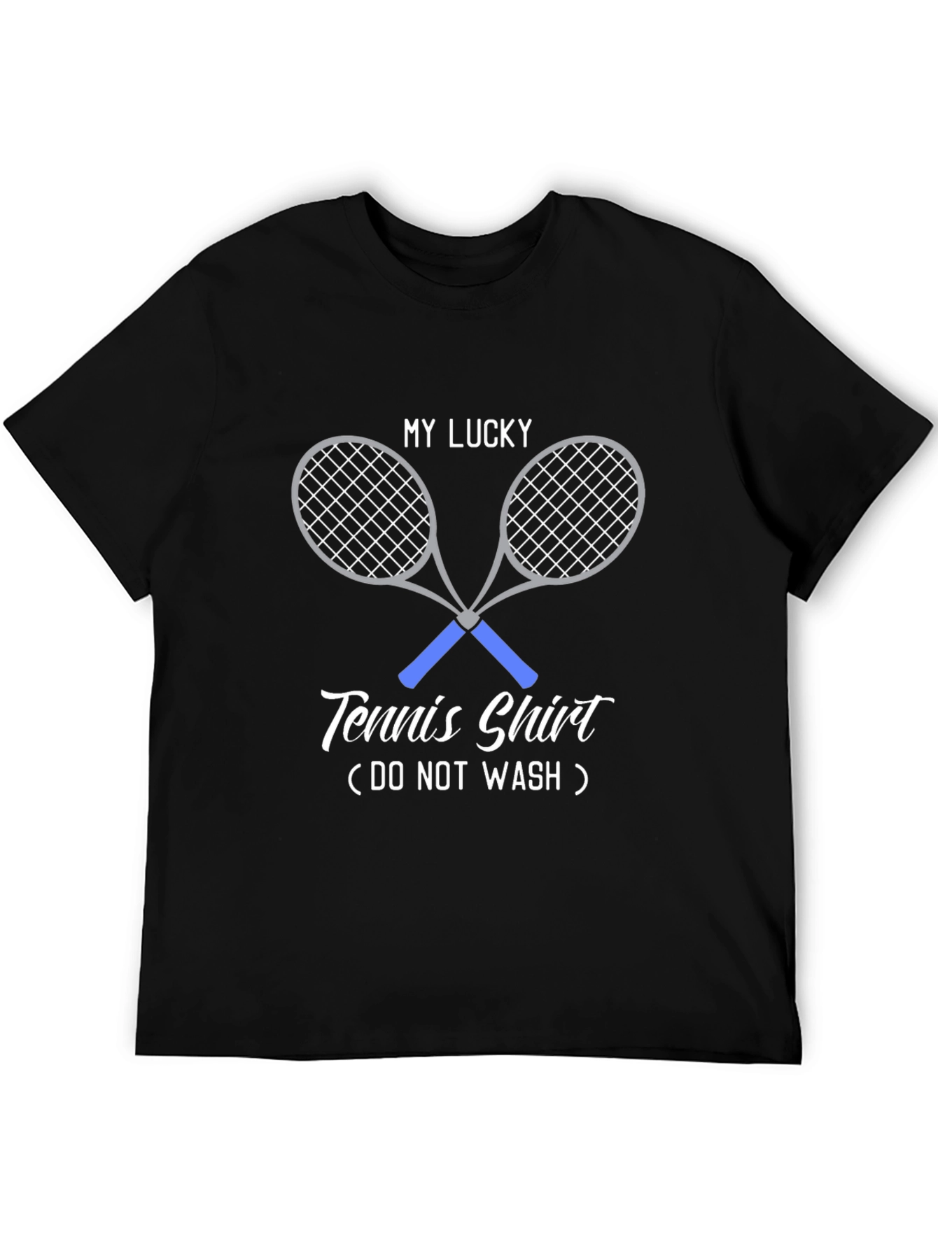 Black My Lucky Tennis Shirt - Novelty Graphic Tee view 5