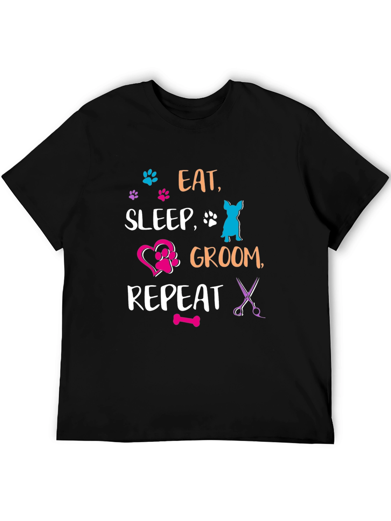 Black Eat Sleep Groom Repeat T-Shirt view 5
