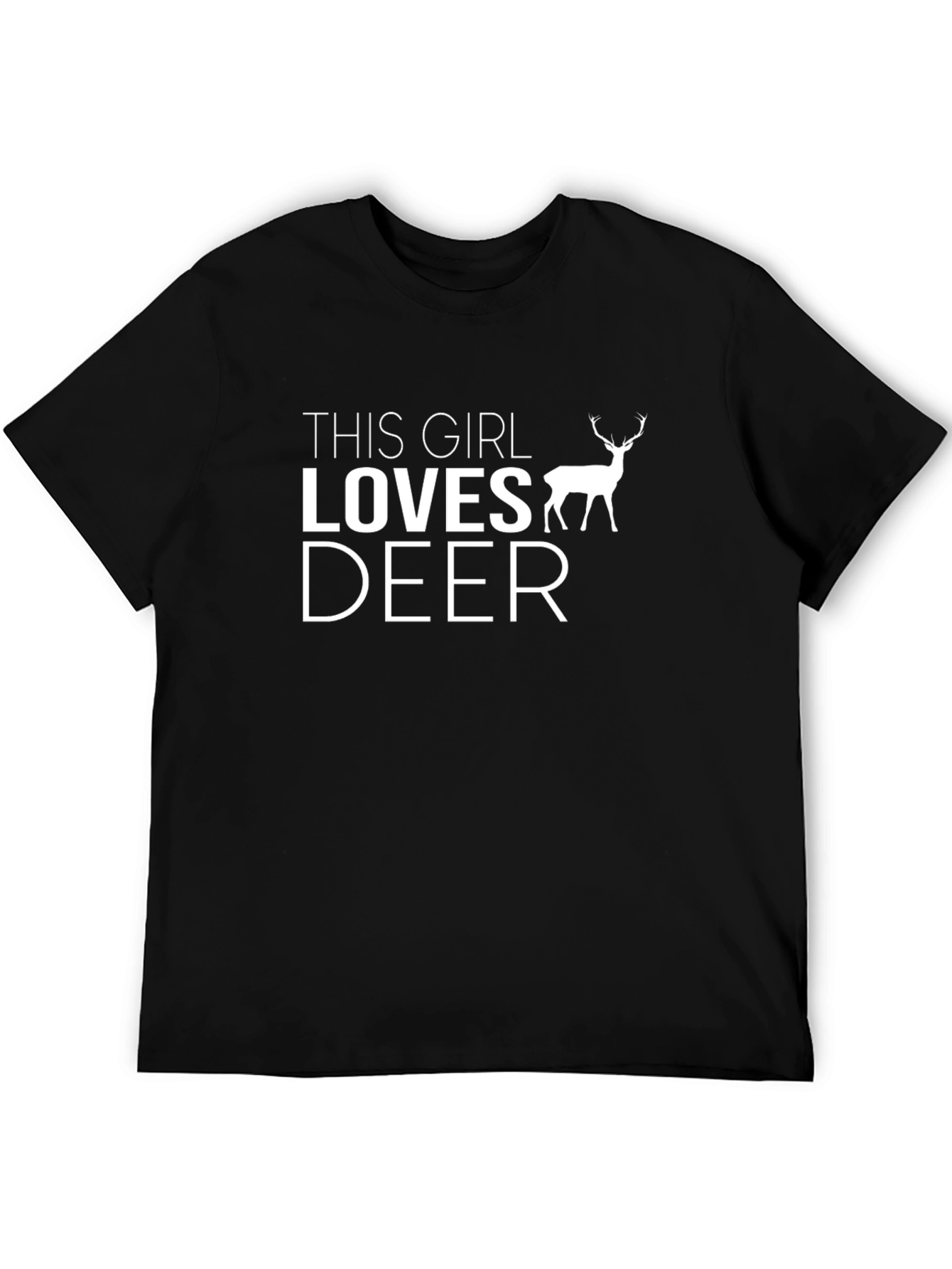 Black This Girl Loves Deer T-Shirt - Black Cotton Tee view 5