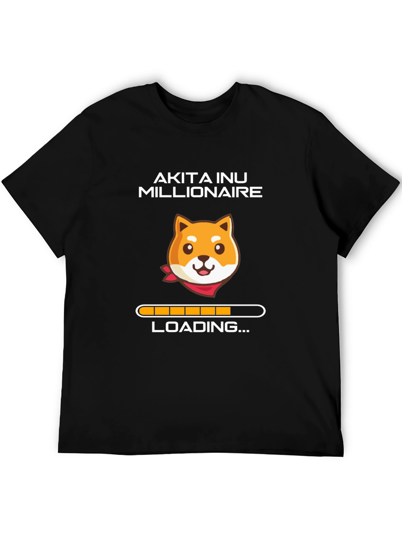 Black Akita Inu Millionaire Loading T-Shirt - Black view 5