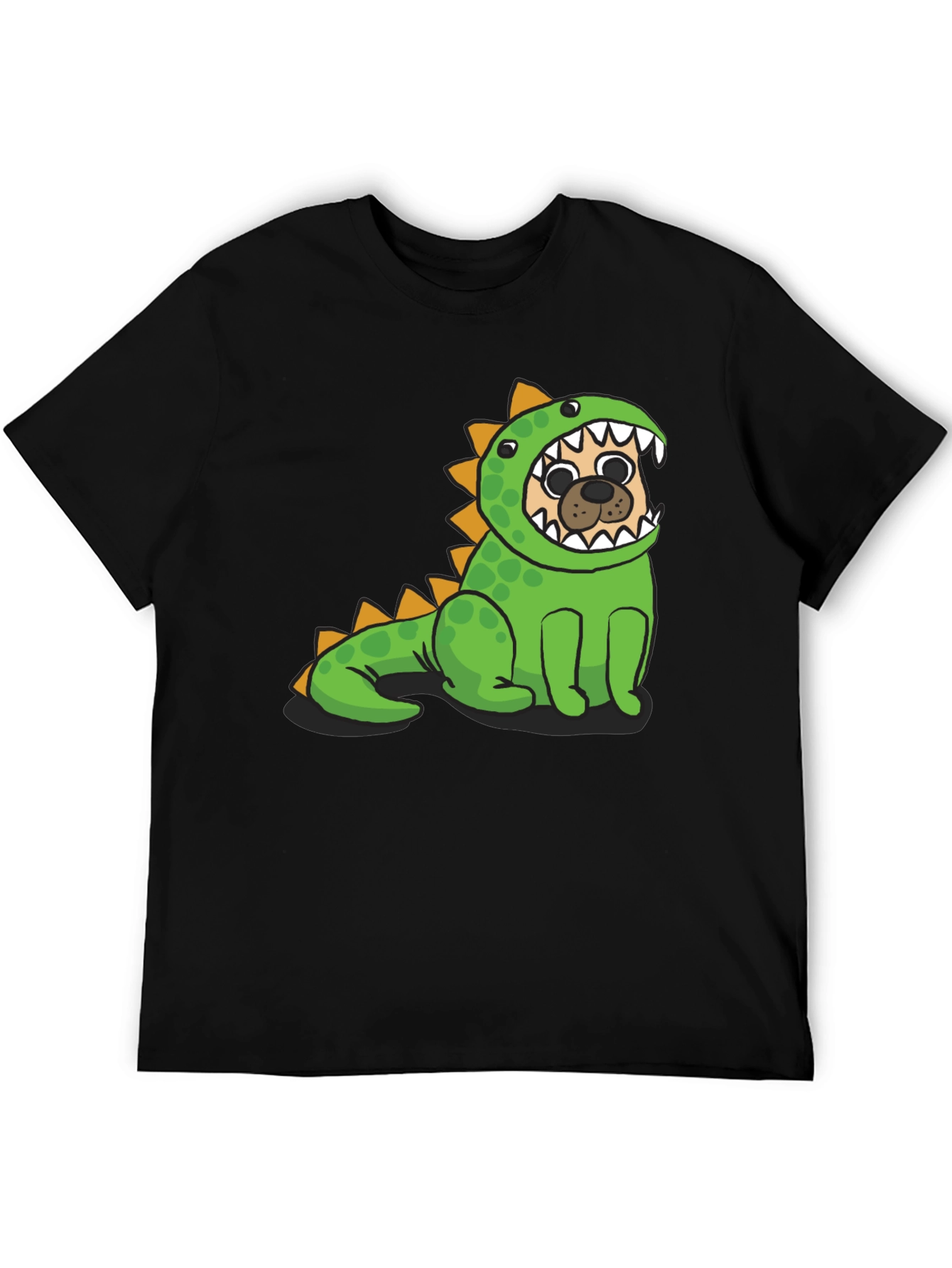 Black Pug in Dino Costume Graphic T-Shirt view 5