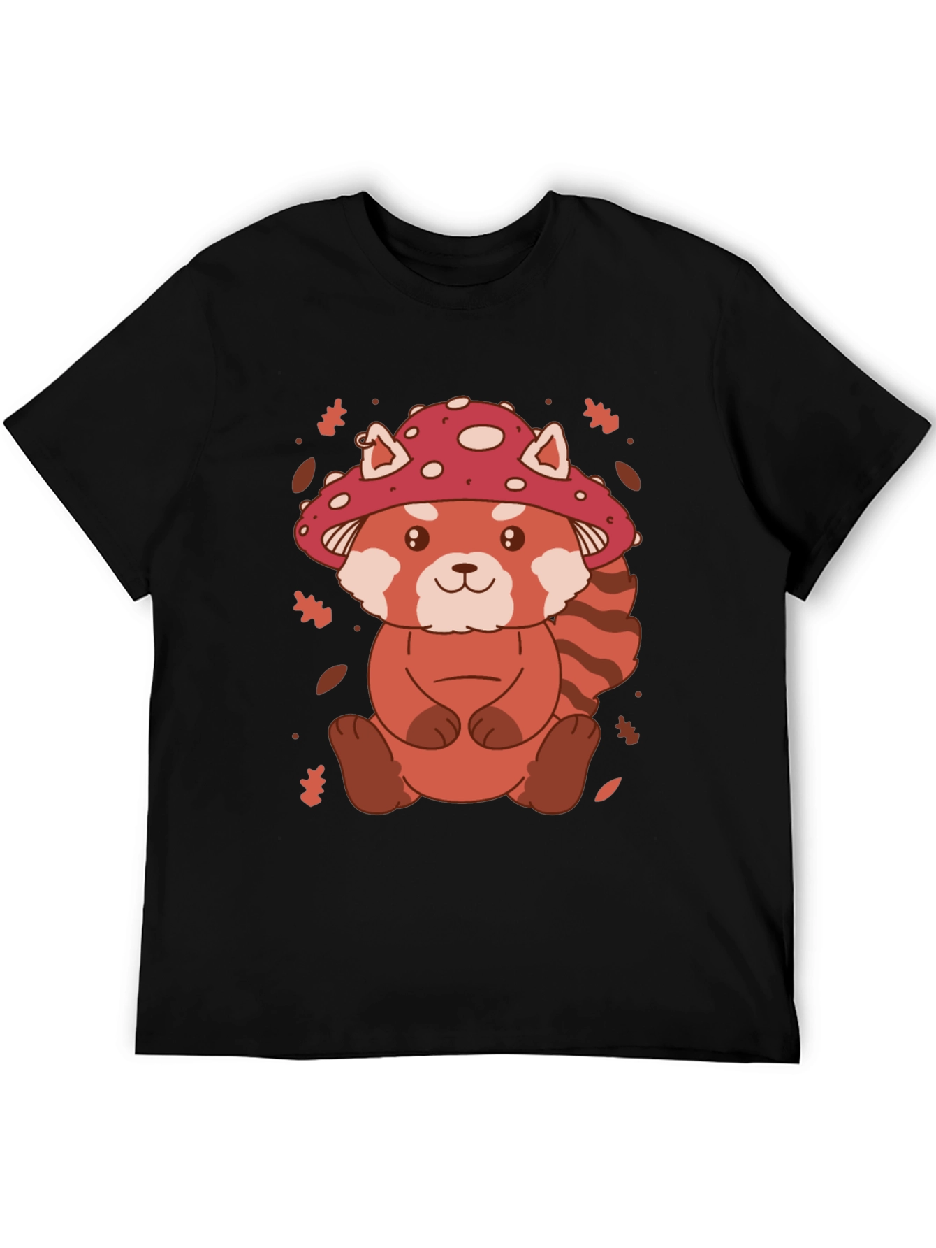 Black Mushroom Red Panda Graphic Tee view 5