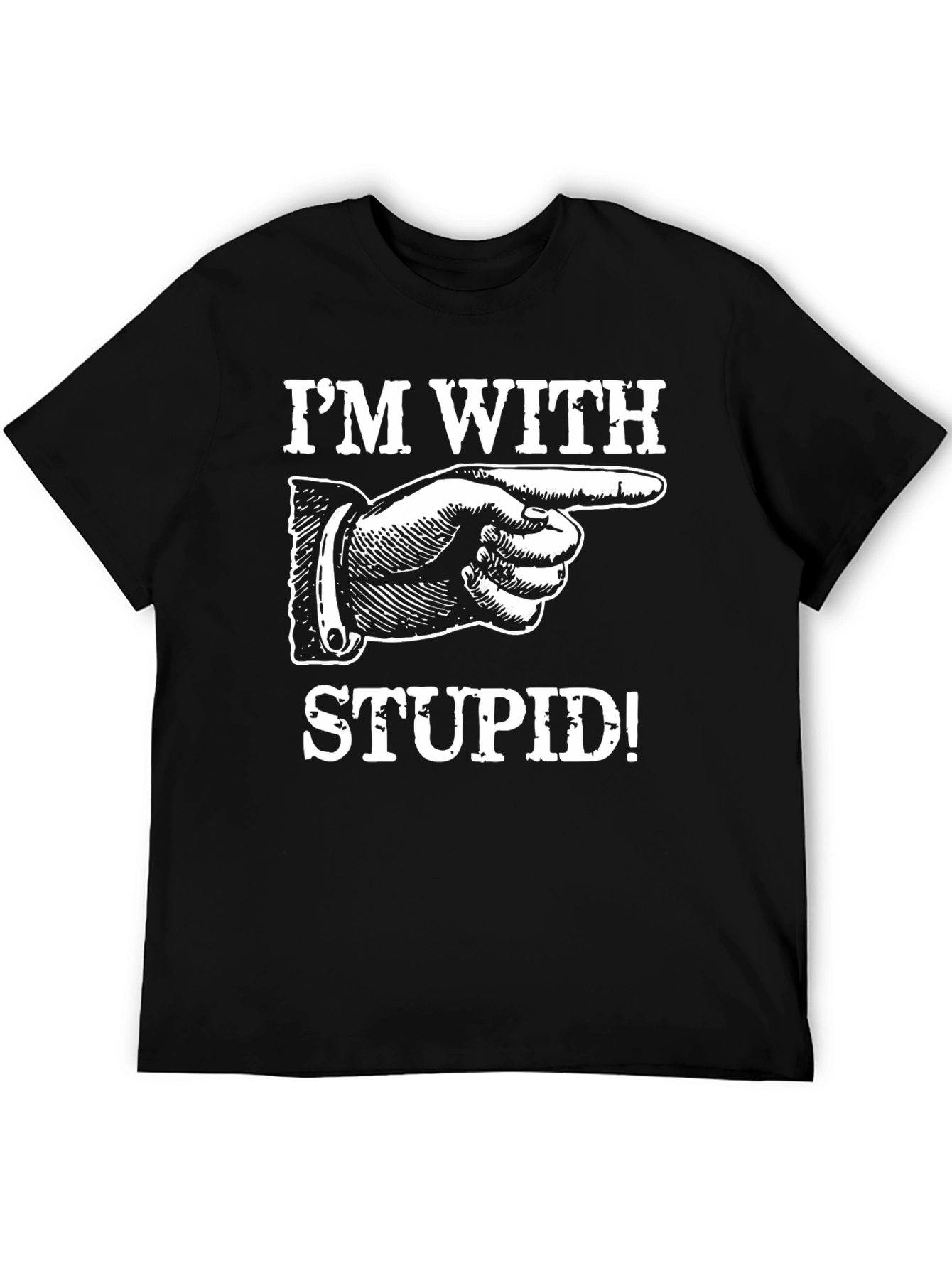 Black I'm With Stupid Graphic T-Shirt - Pointing Finger Design view 5