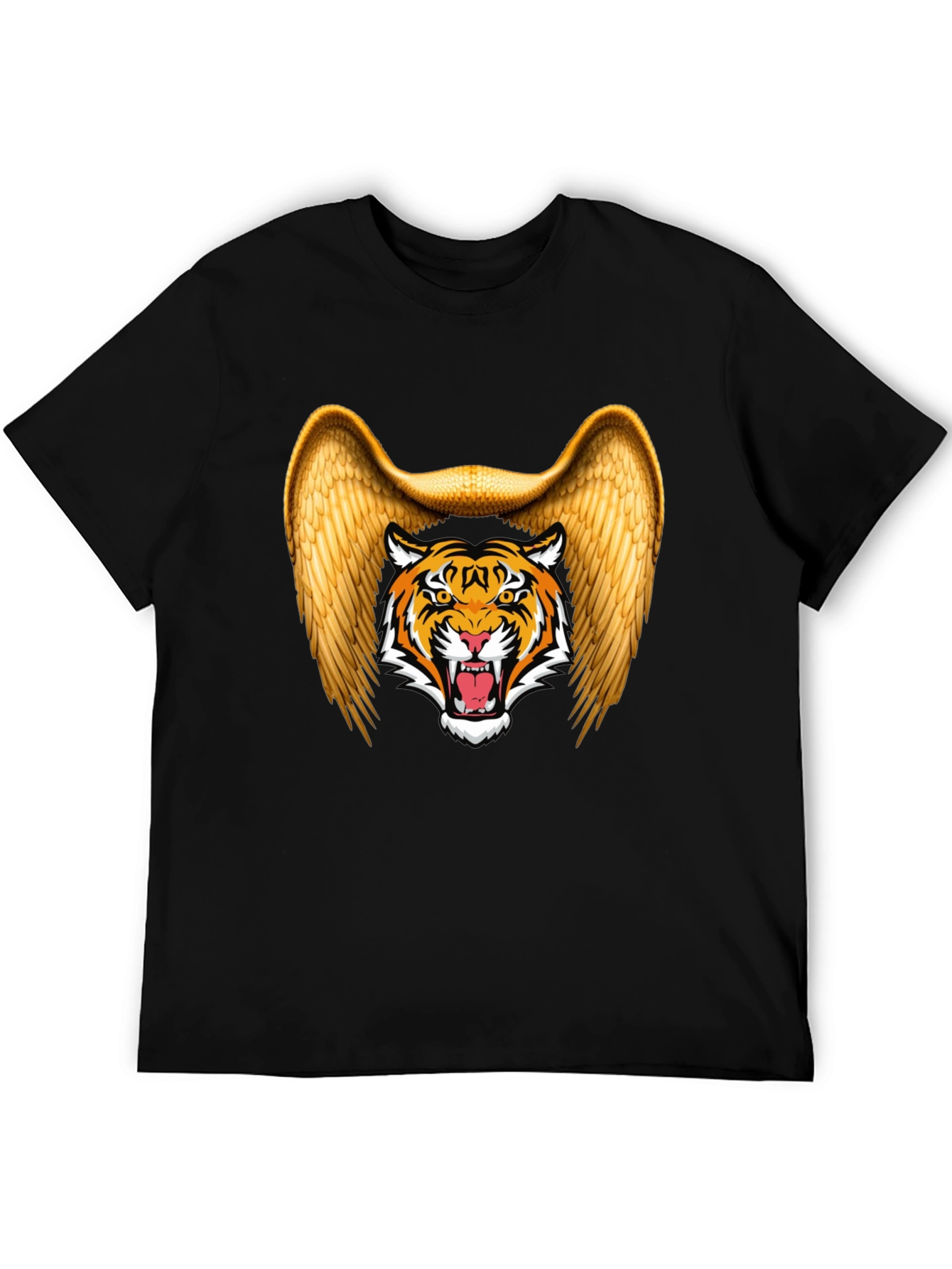 Black Winged Tiger Graphic Tee - Cool Black T-Shirt view 5