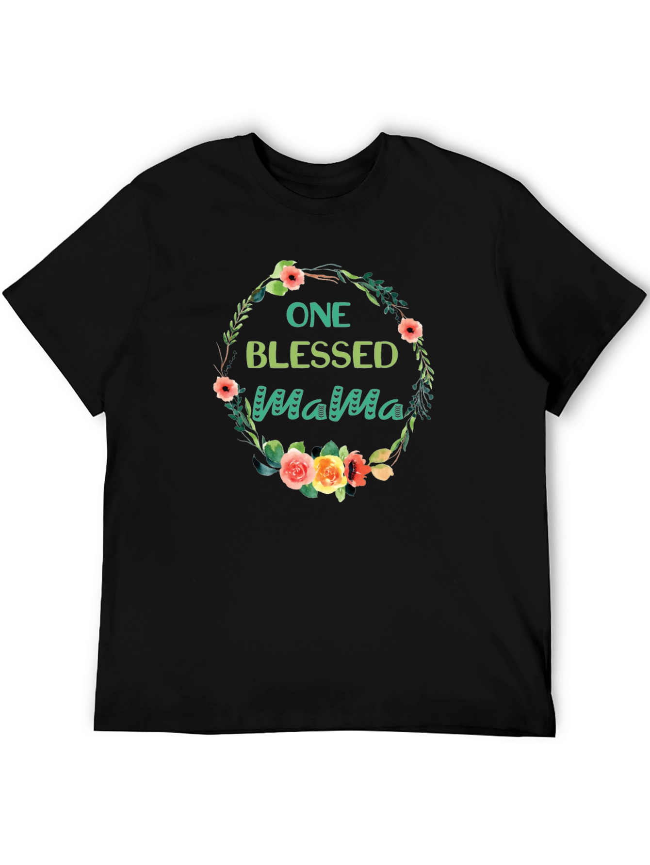 Black One Blessed Mama T-Shirt view 5