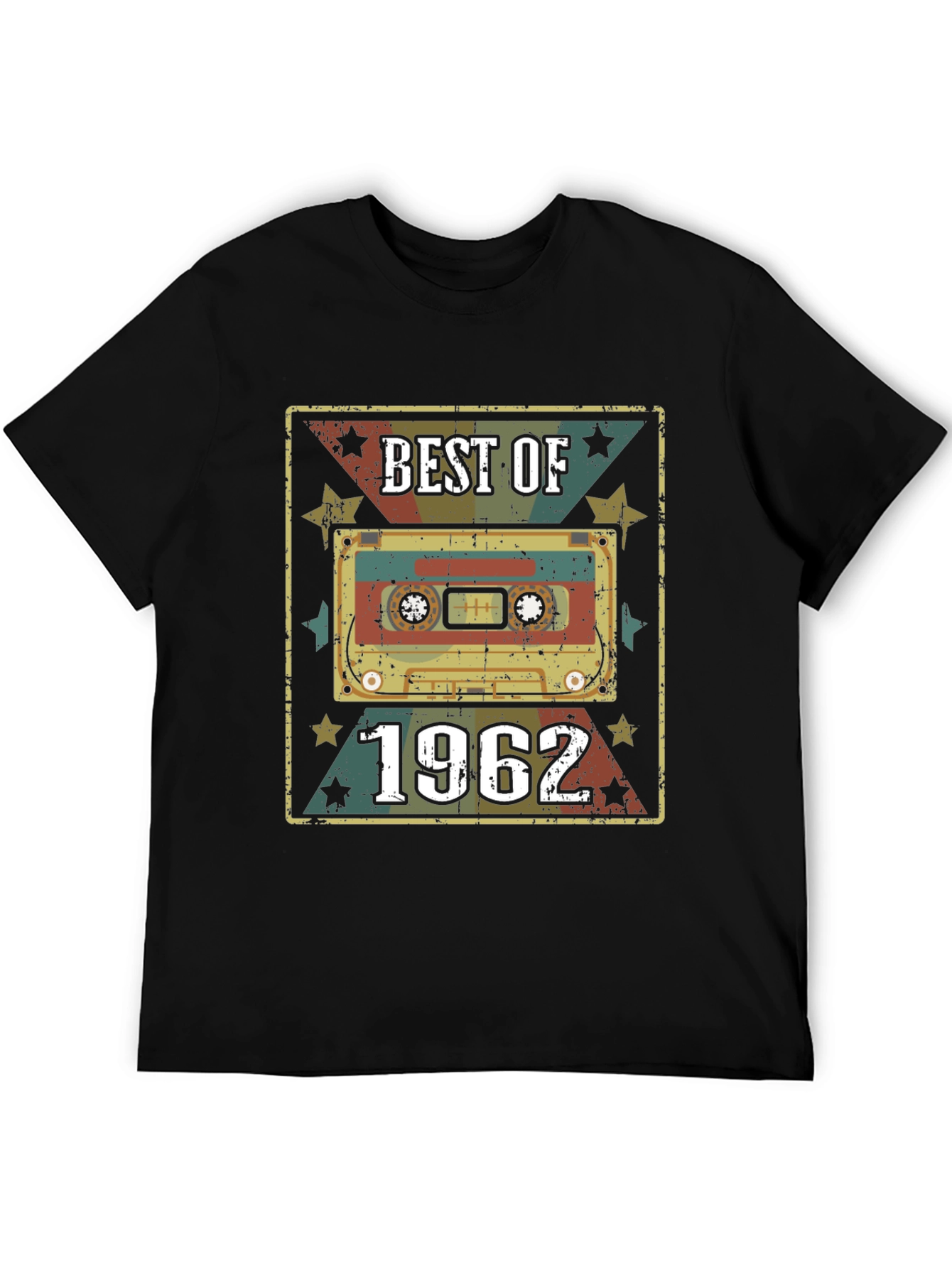 Black Best of 1962 Retro Cassette Graphic T-Shirt view 5