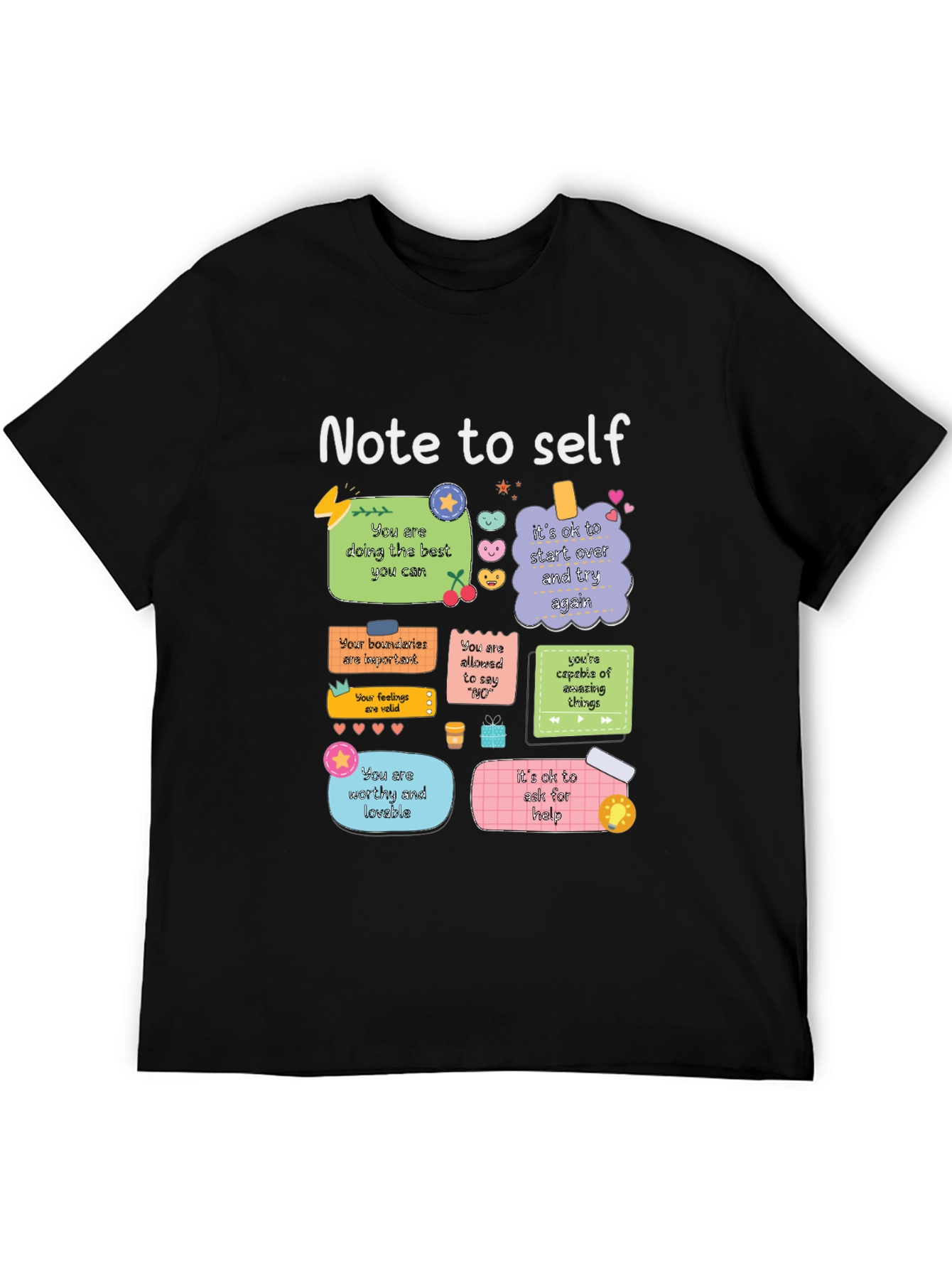 Black Note to Self Graphic T-Shirt, Positive Affirmations Tee view 5