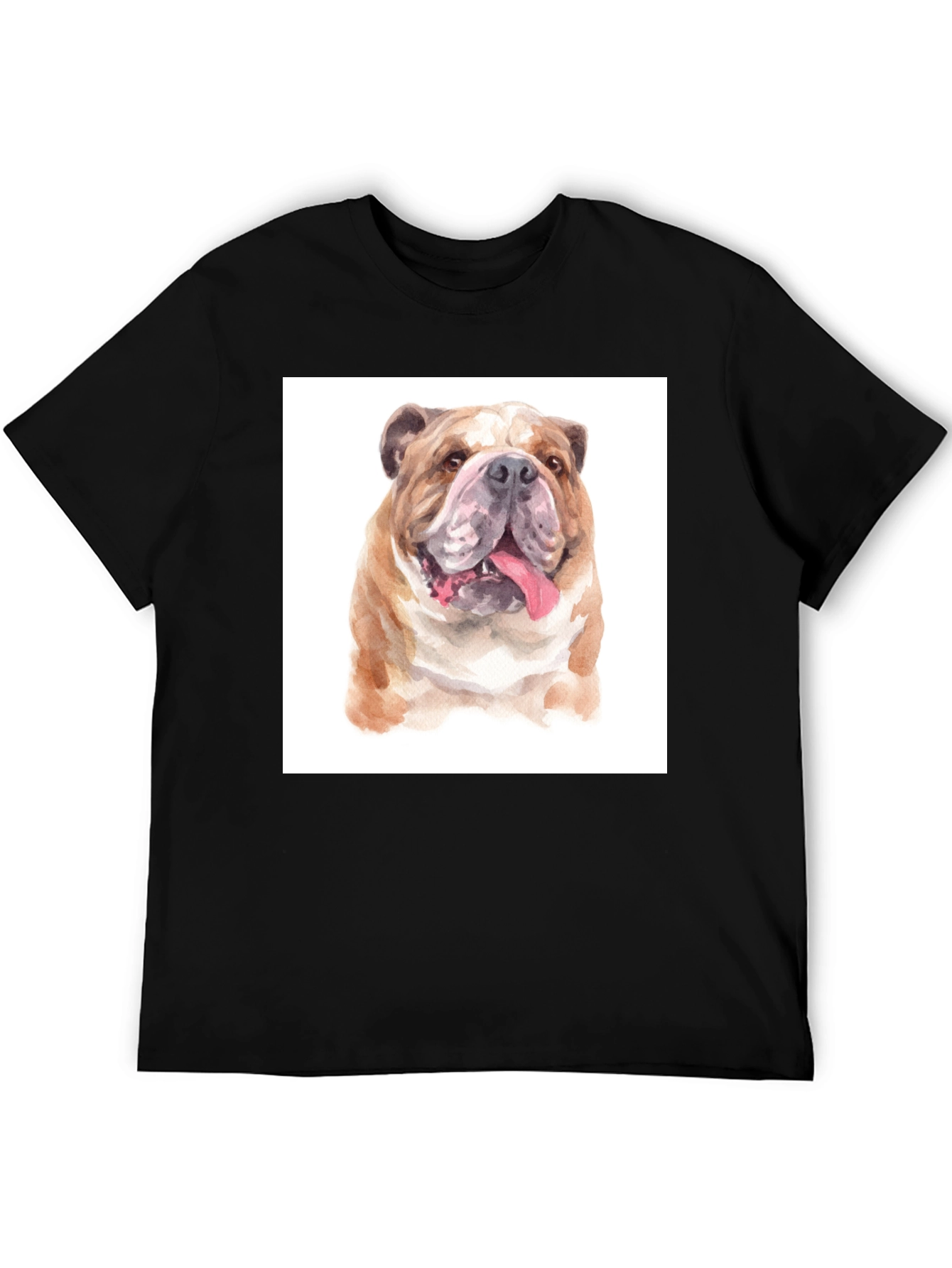 Black Bulldog Watercolor Graphic Tee - Black Cotton Blend view 5