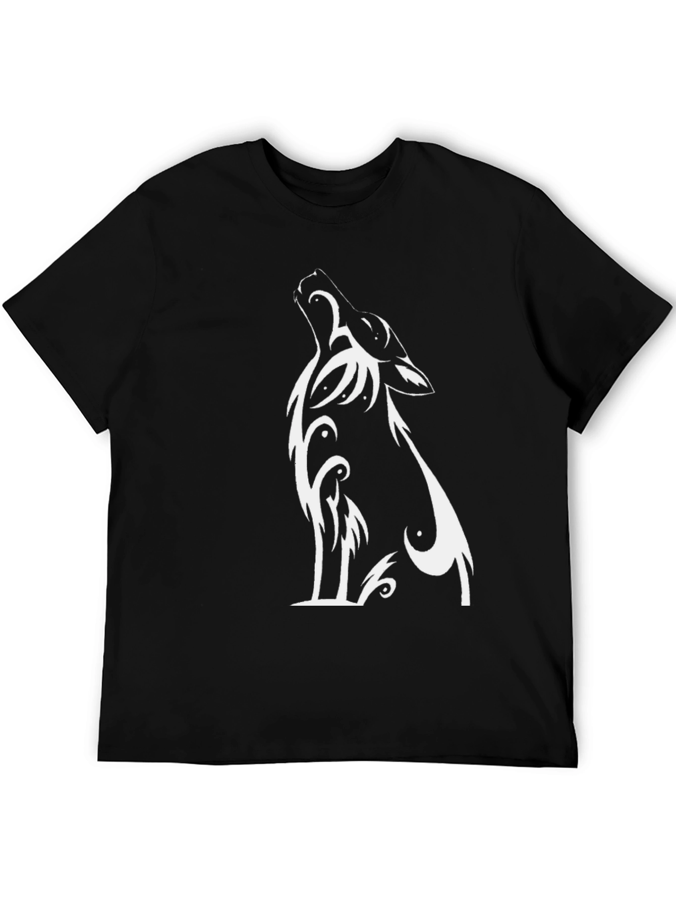 Black Tribal Wolf Graphic T-Shirt - Men's Black Tee view 5