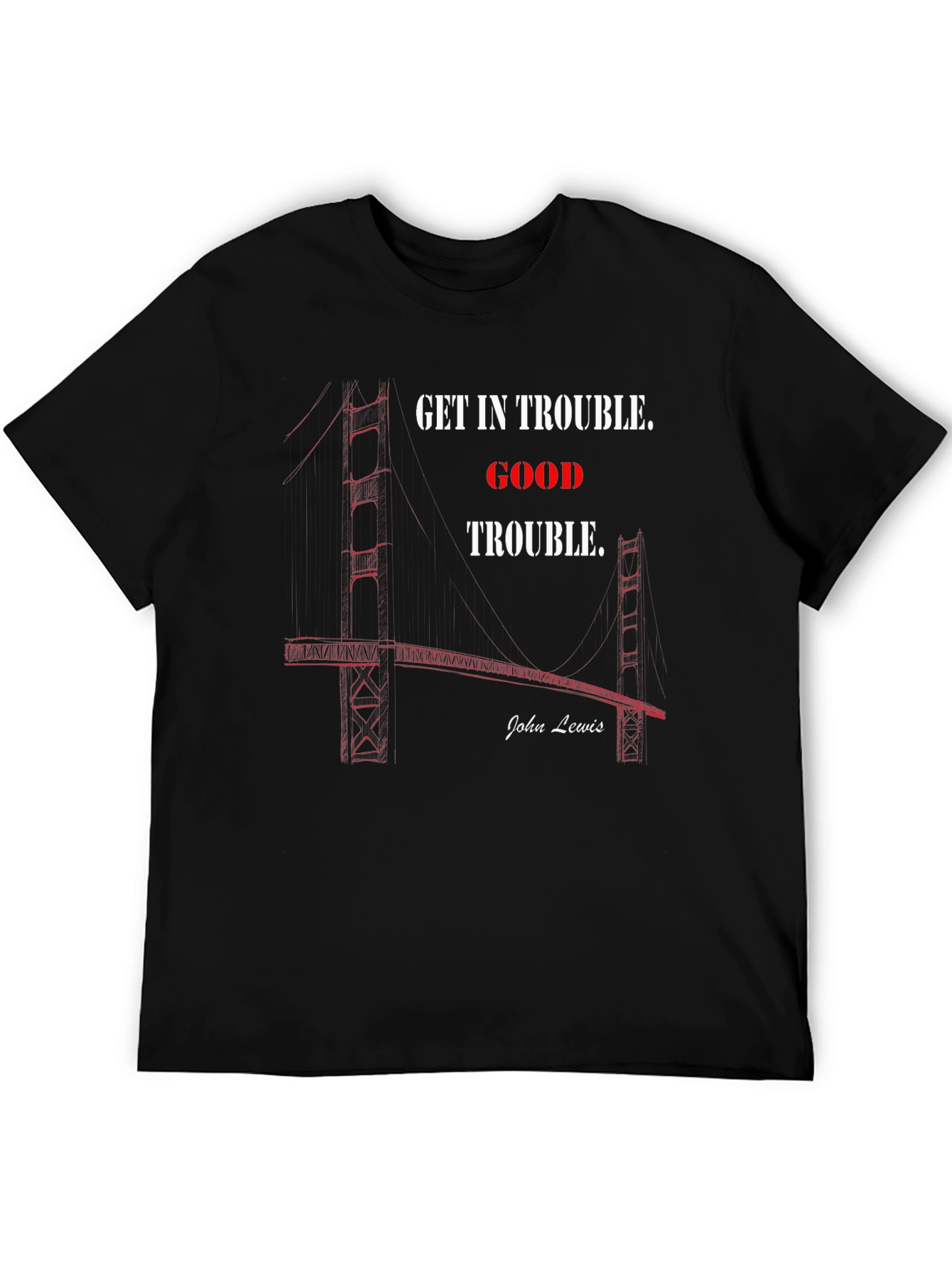 Black Get In Trouble T-Shirt - John Lewis Quote Graphic Tee view 5