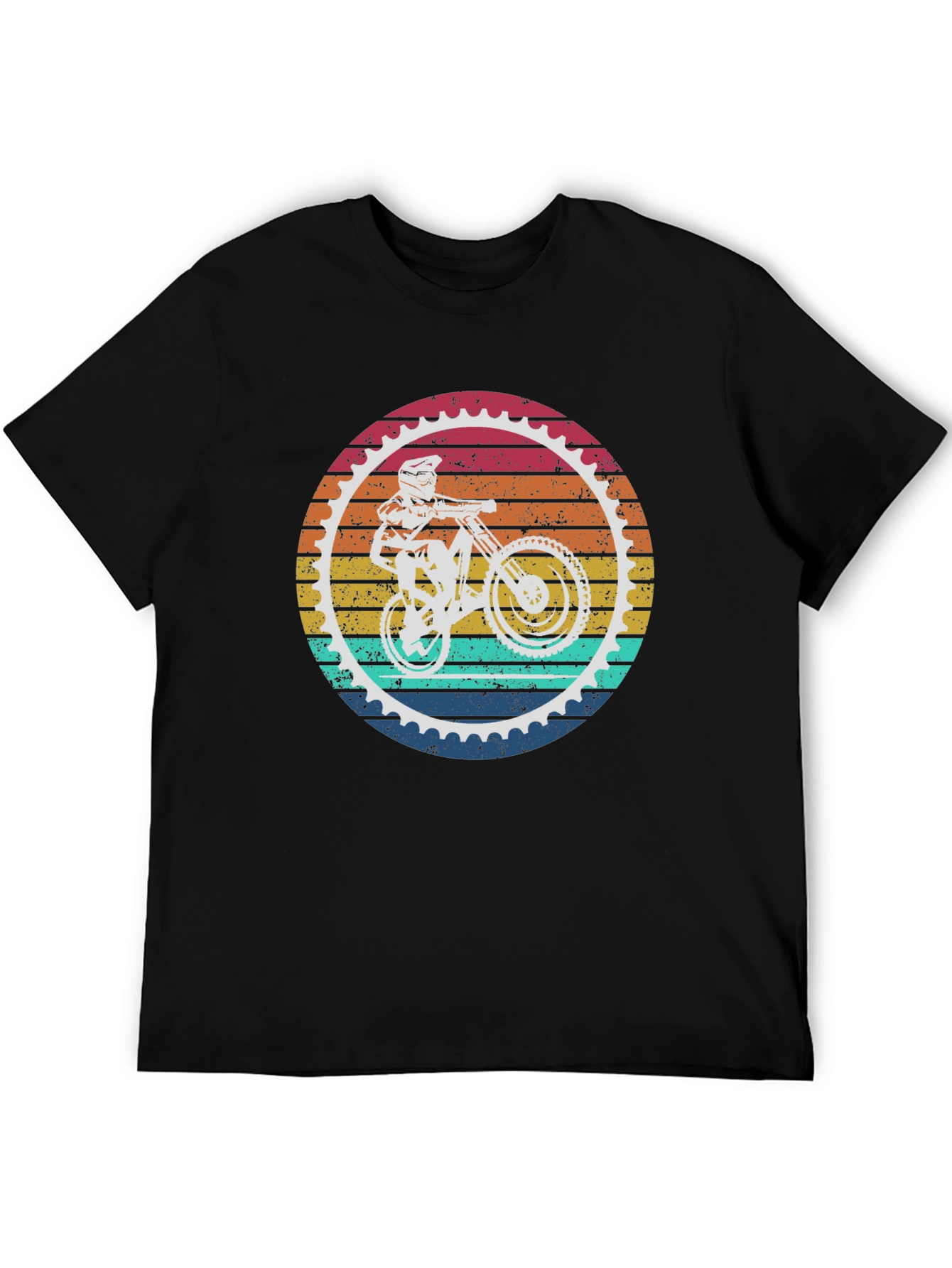 Black Retro Mountain Bike Graphic T-Shirt view 5