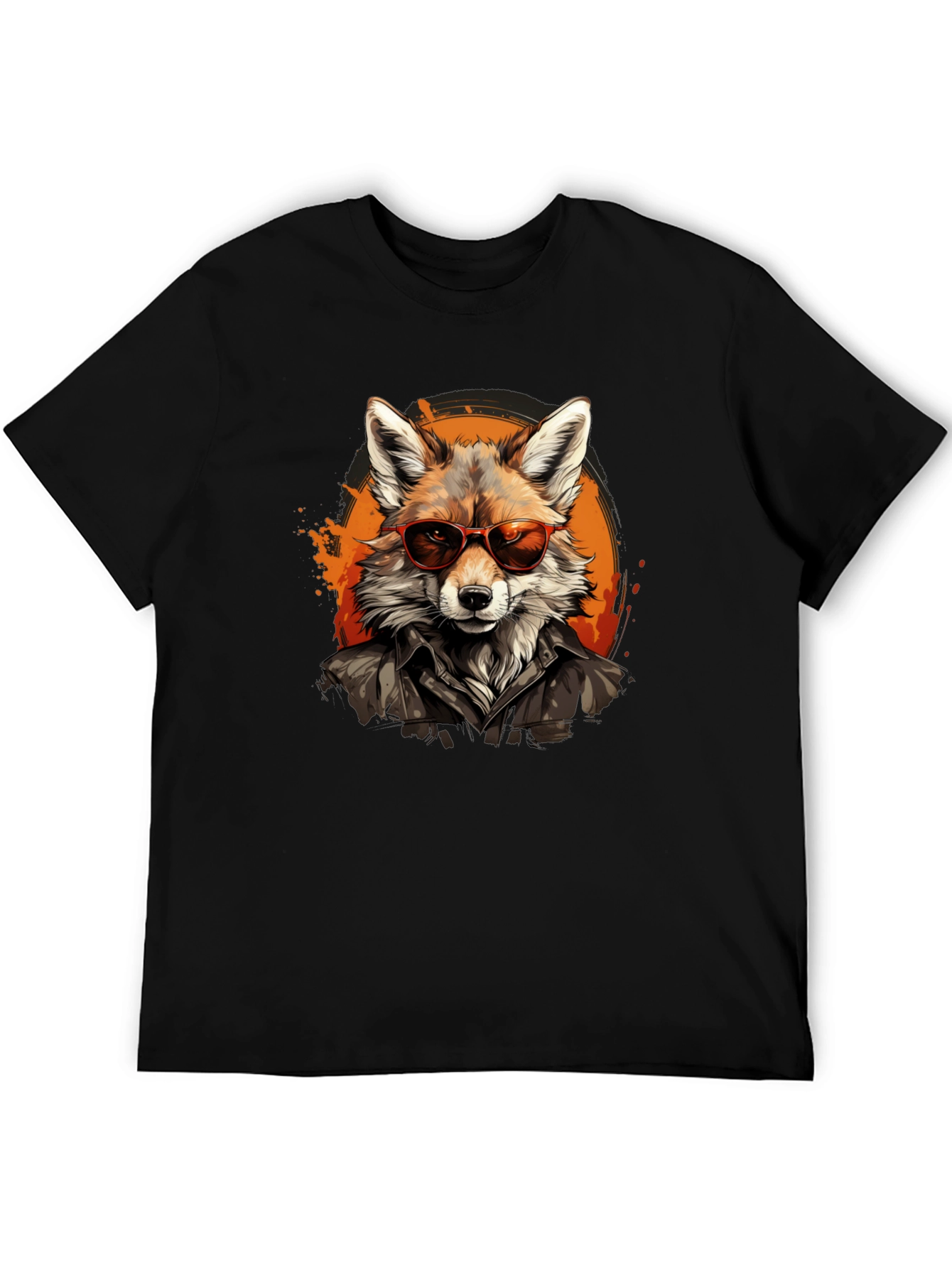 Black Cool Fox Graphic Tee - Trendy Animal T-Shirt view 5