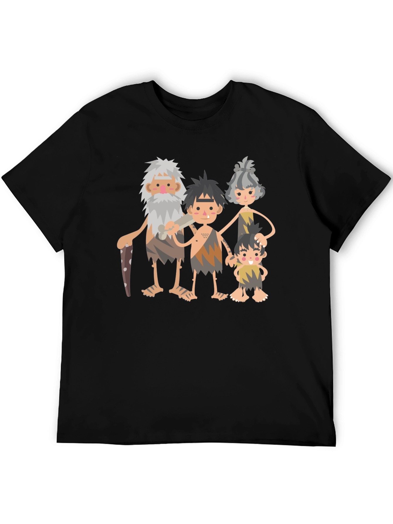 Black Caveman Family Graphic Tee - Black view 5