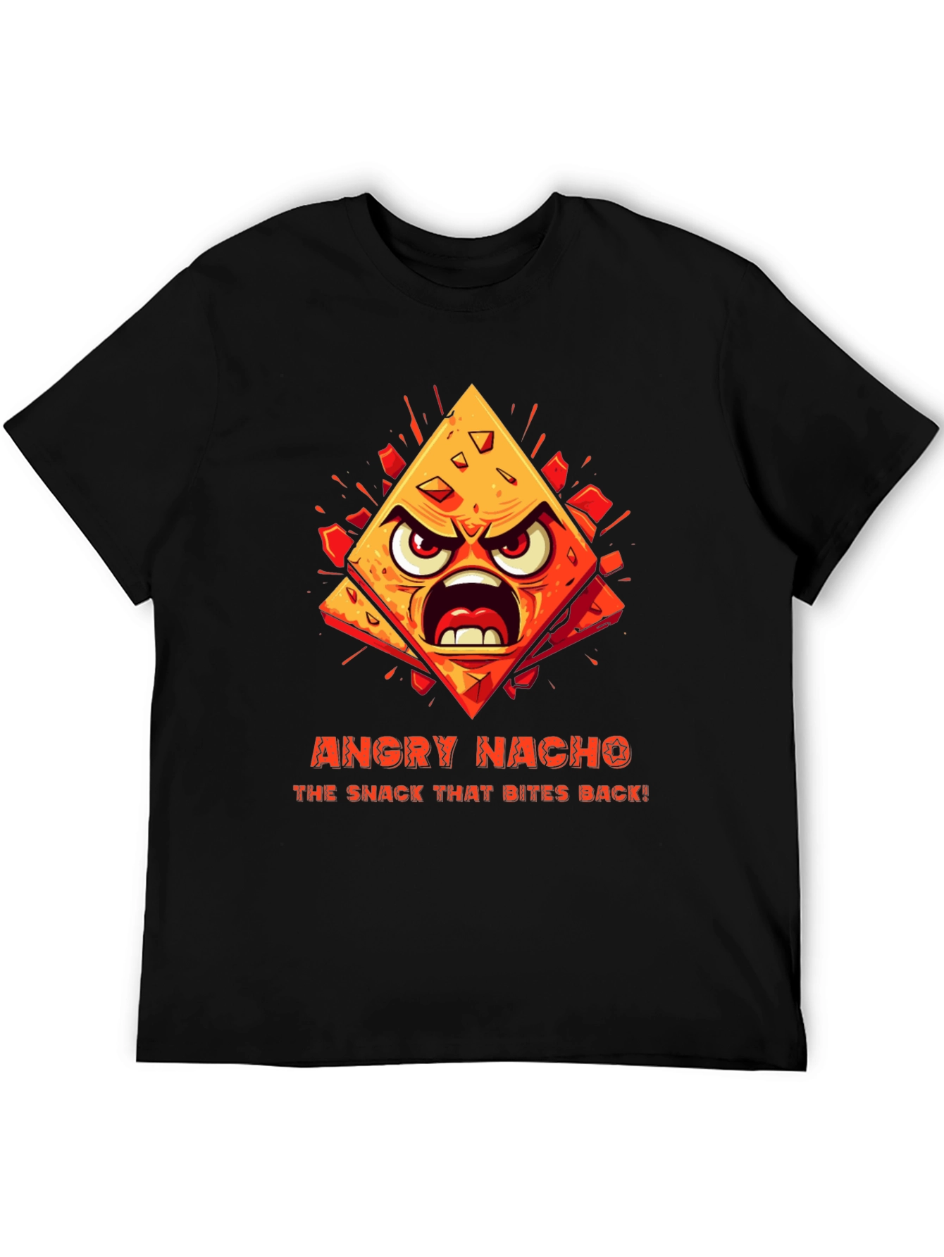 Black Angry Nacho Bite Back Black T-Shirt view 5