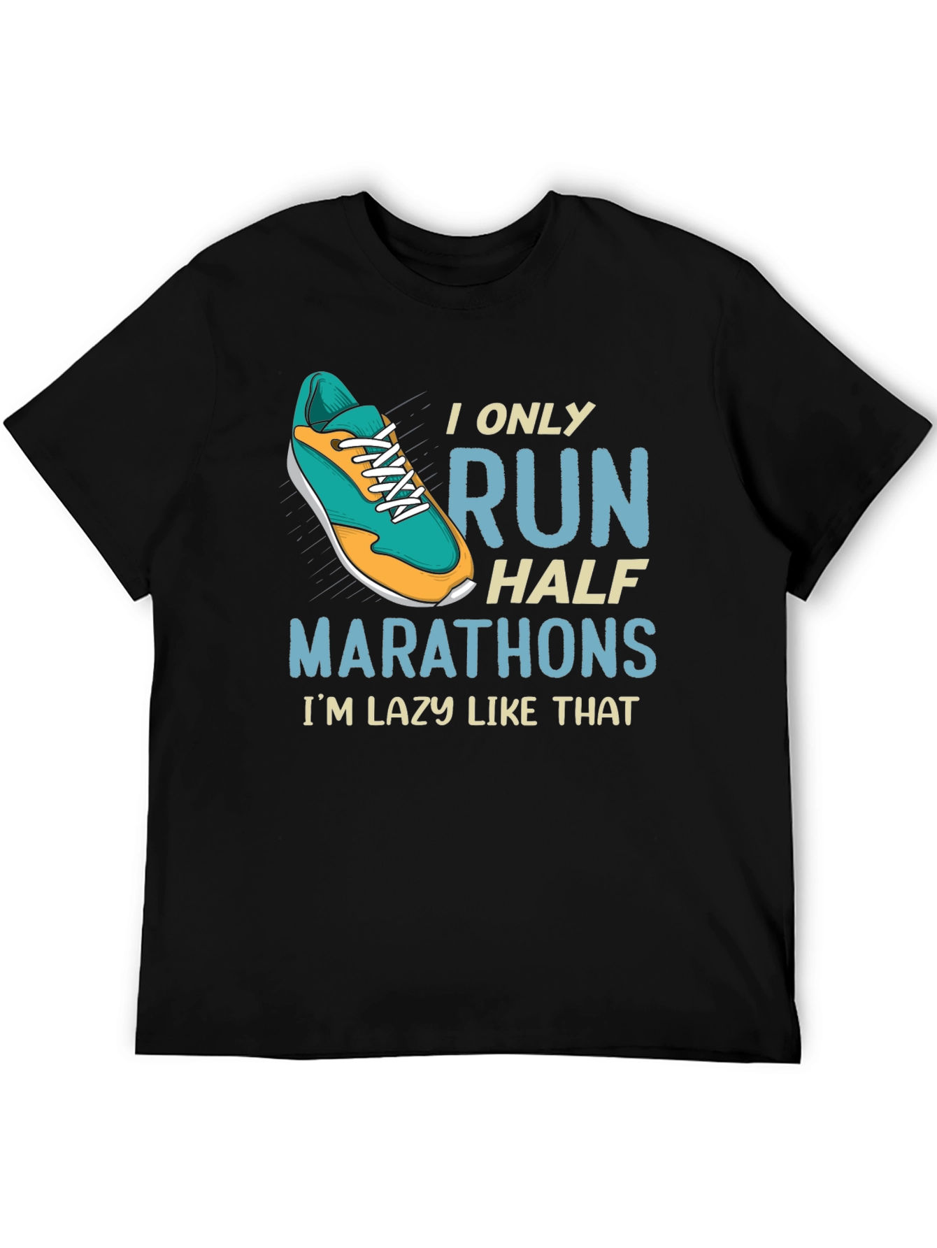 Black Funny Half Marathon Running T-Shirt view 5
