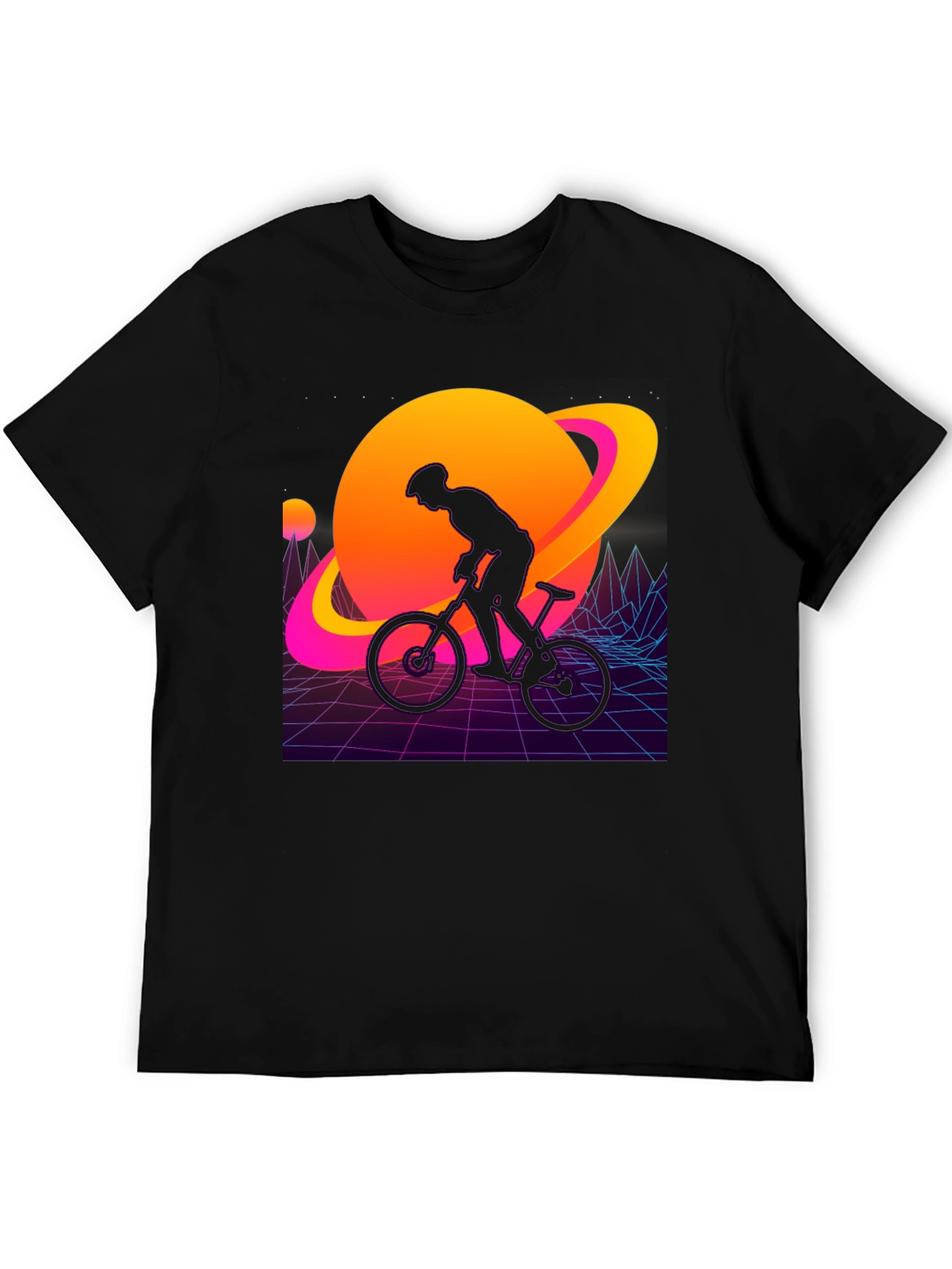 Black Retro Planet Biker Graphic Tee view 5