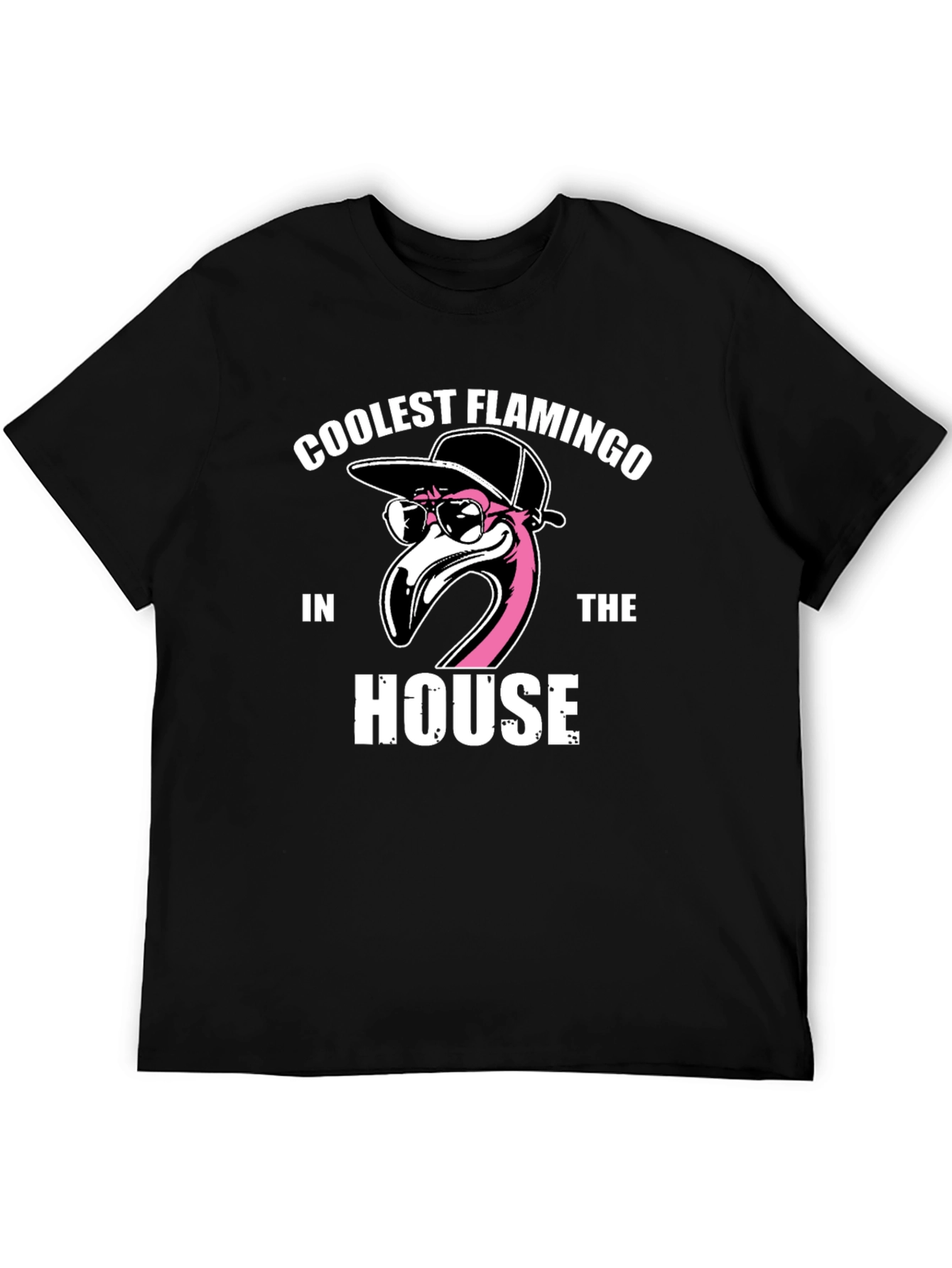Black Coolest Flamingo in the House Black Graphic Tee view 5