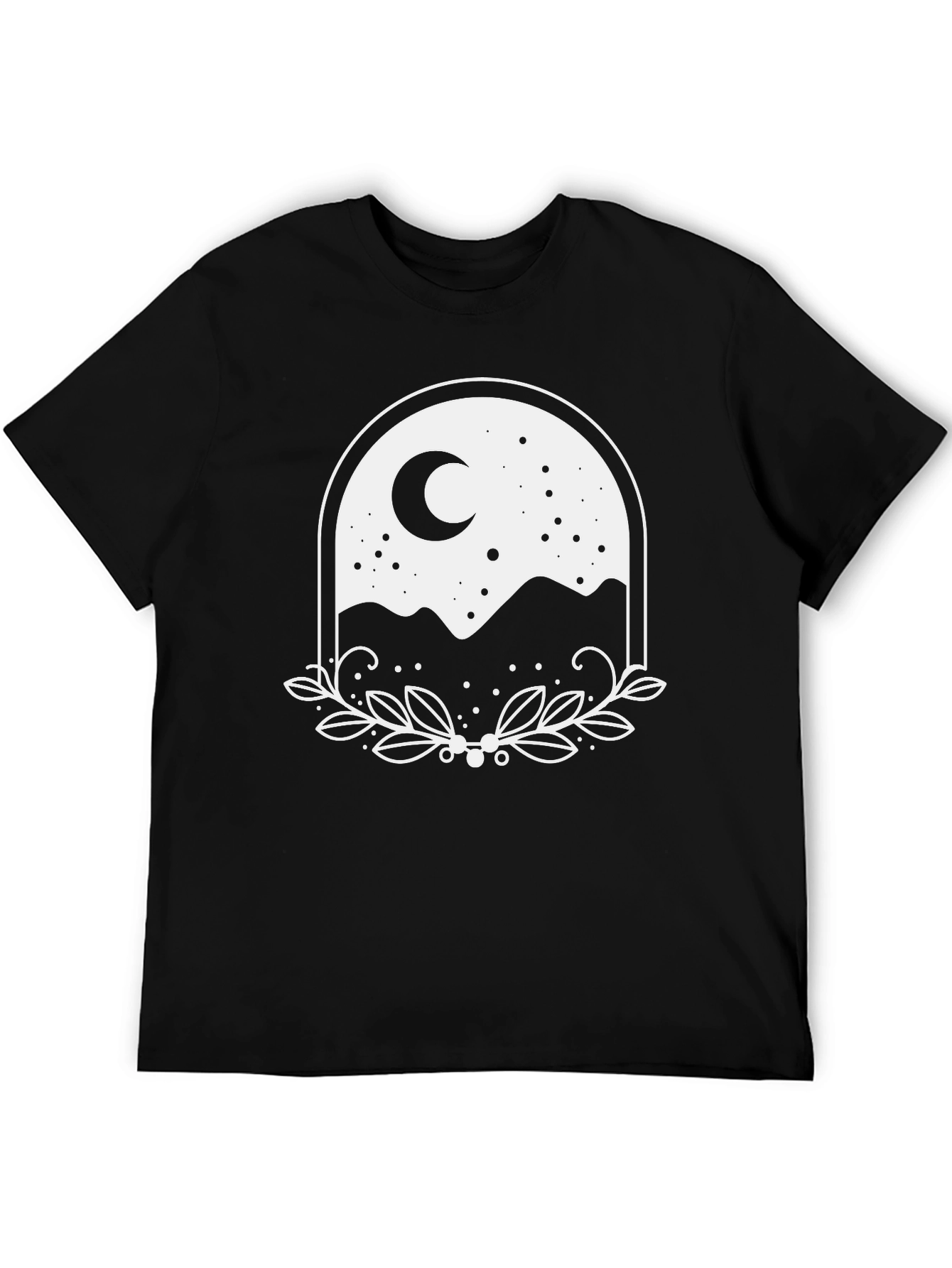 Black Nature Moon Graphic Tee - Black Cotton T-Shirt view 5
