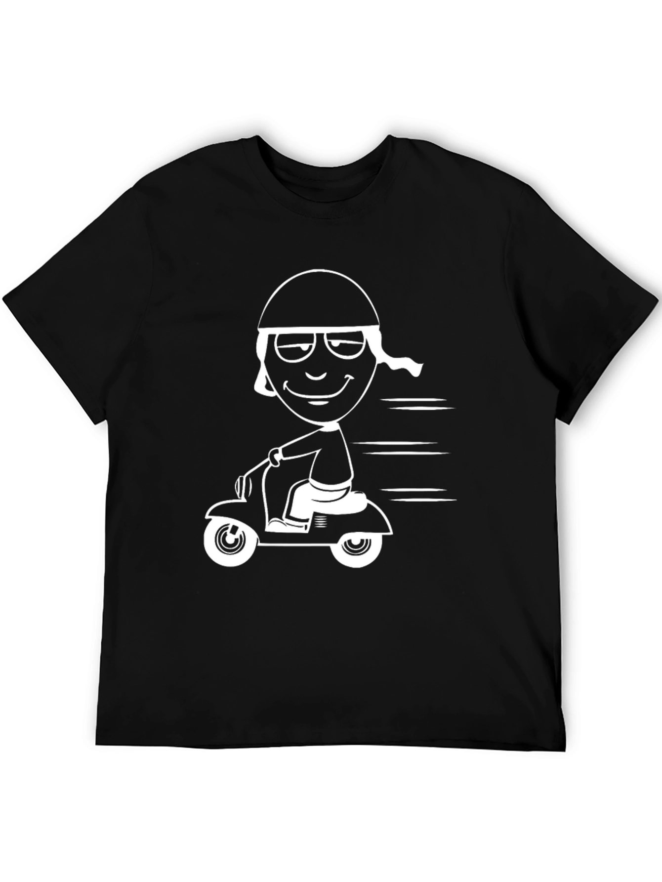 Black Cartoon Scooter Rider Graphic T-Shirt view 5