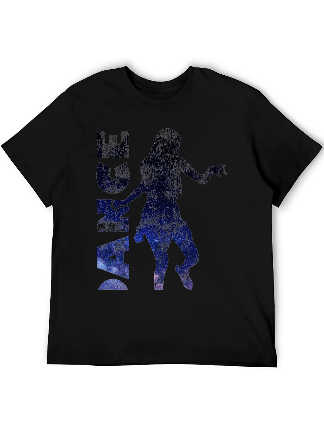 Black Dance Silhouette Galaxy Print Black T-Shirt view 5