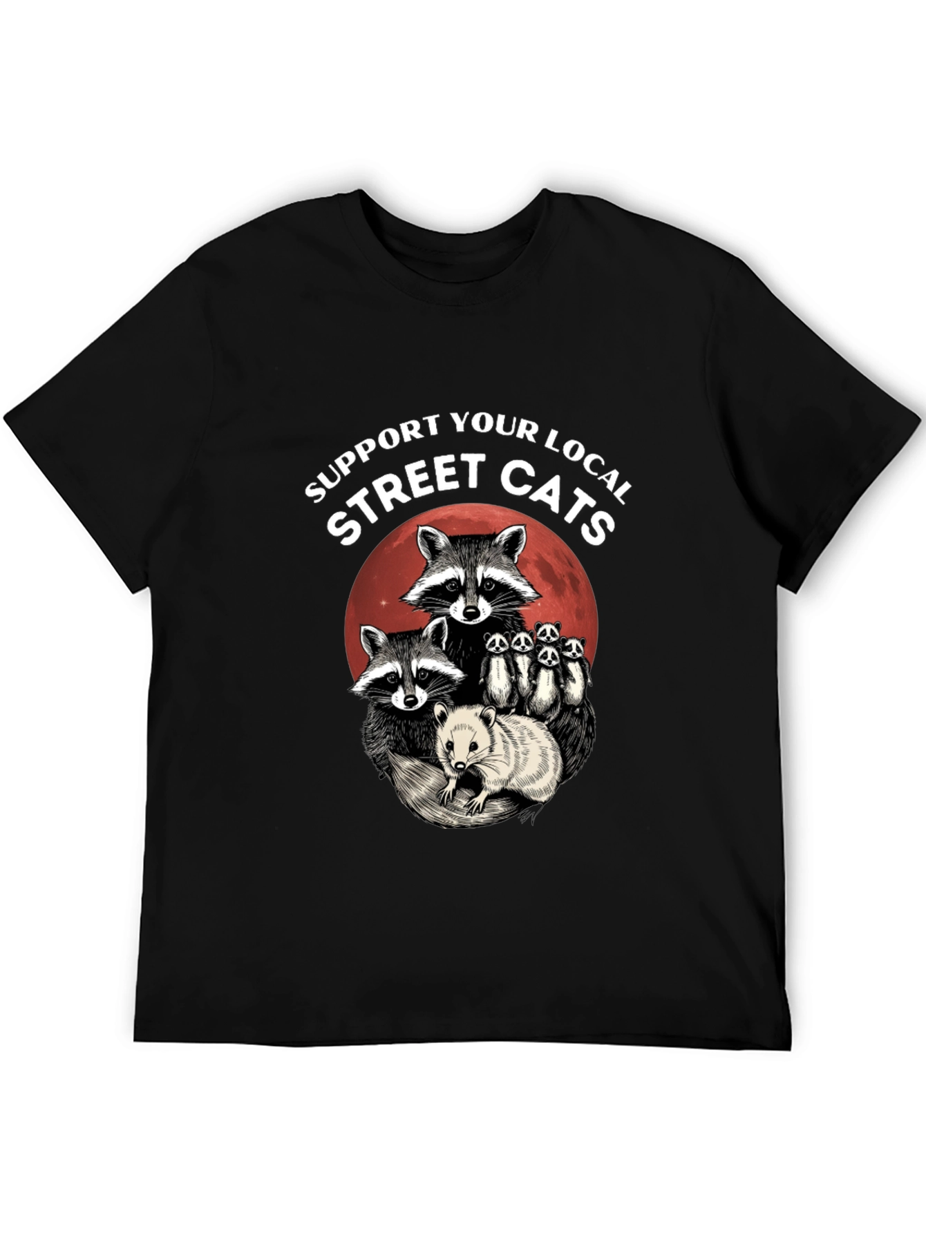 Black Support Your Local Street Cats T-Shirt view 5