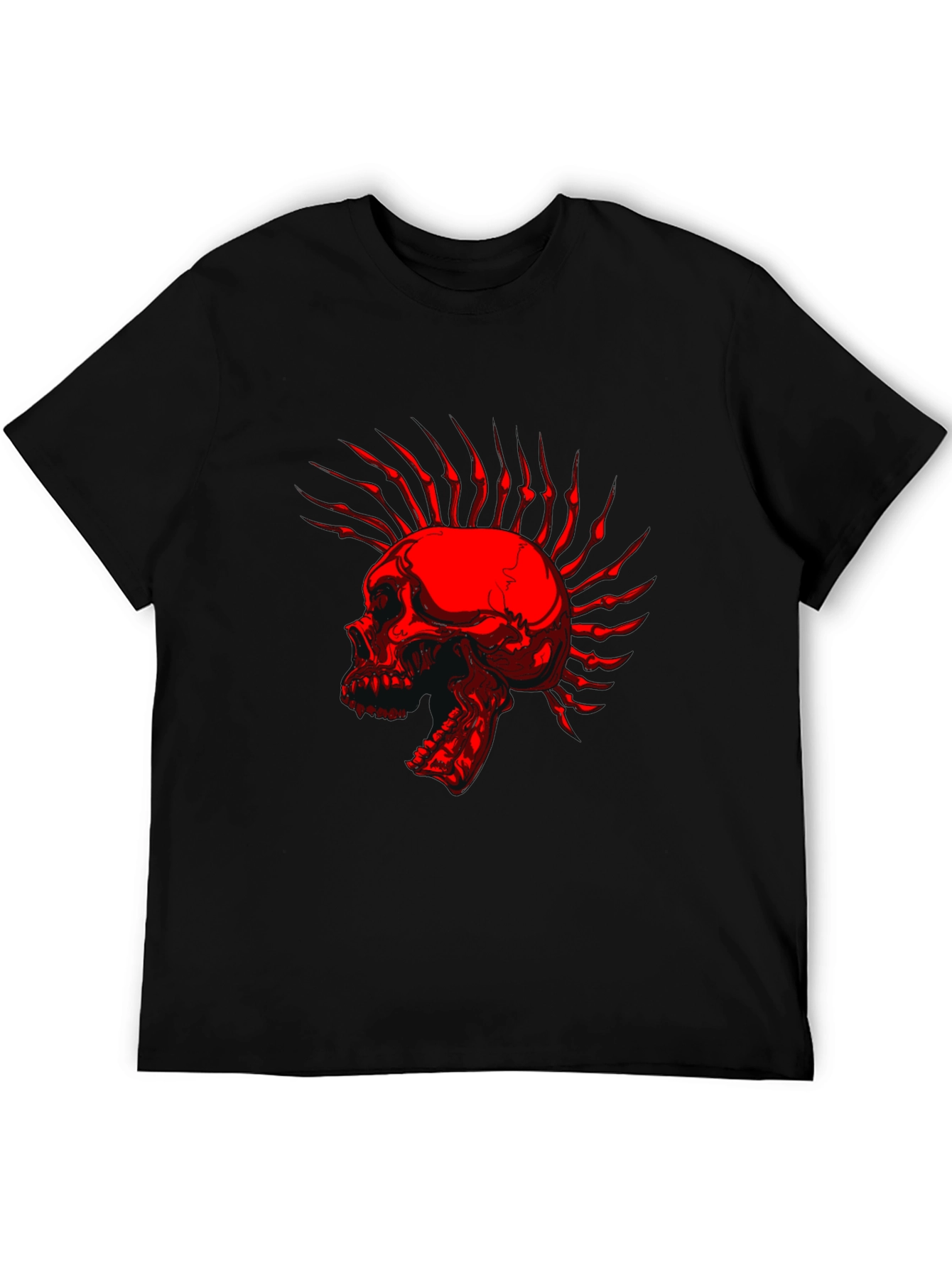 Black Skull Mohawk Graphic T-Shirt - Edgy Style view 5