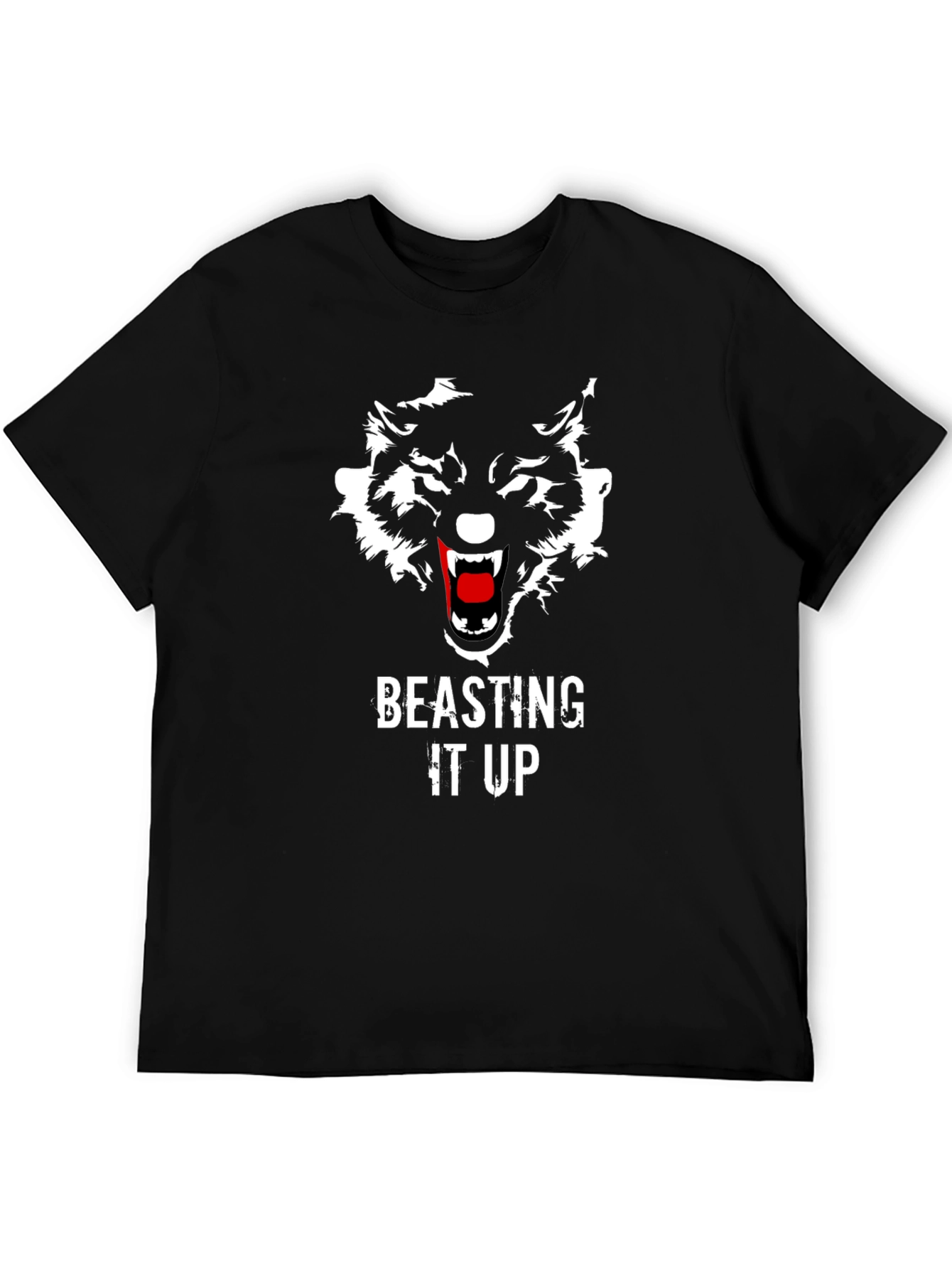 Black Beasting It Up Wolf Graphic T-Shirt - Black view 5