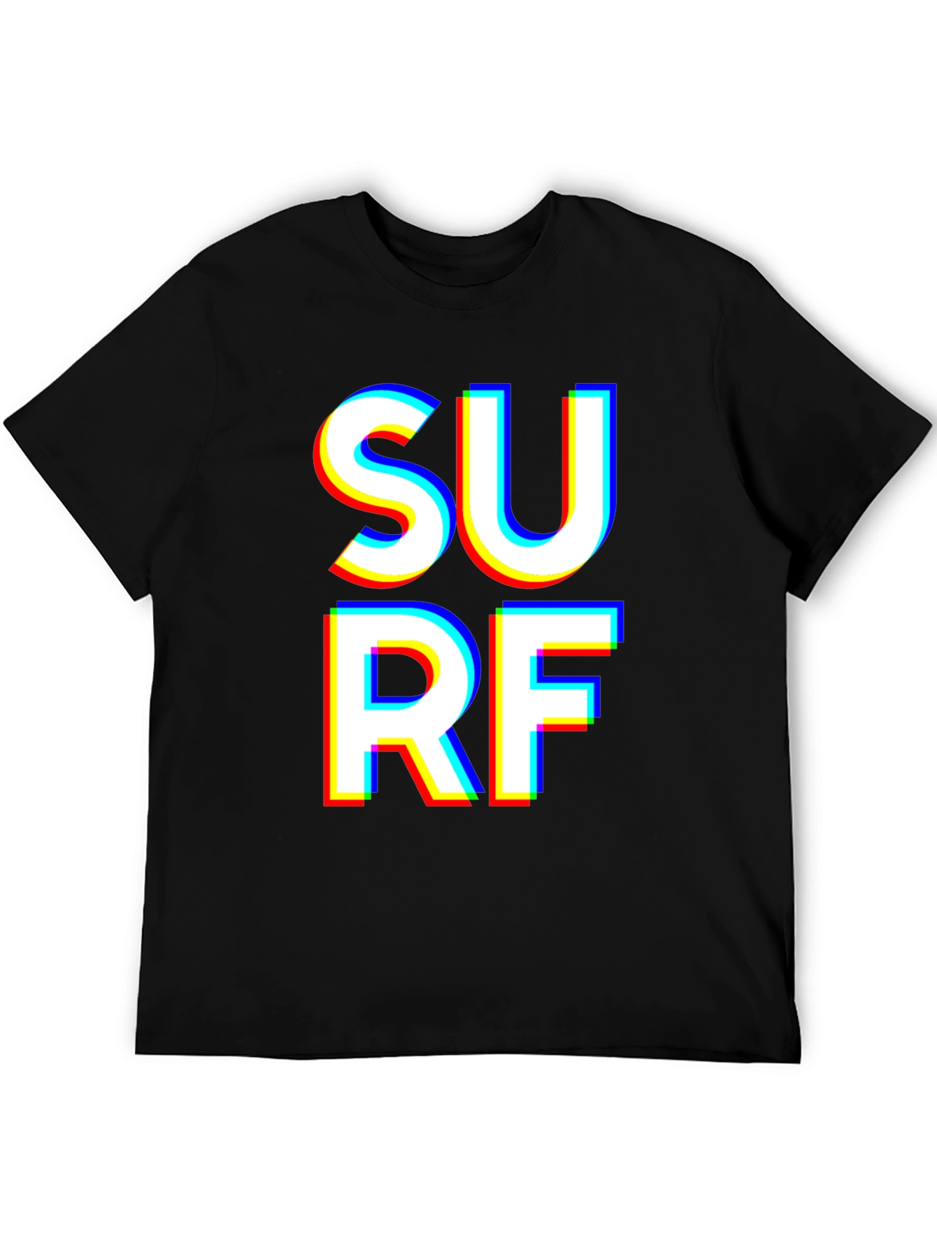 Black Surf Graphic T-Shirt - Bold White Text on Black view 5