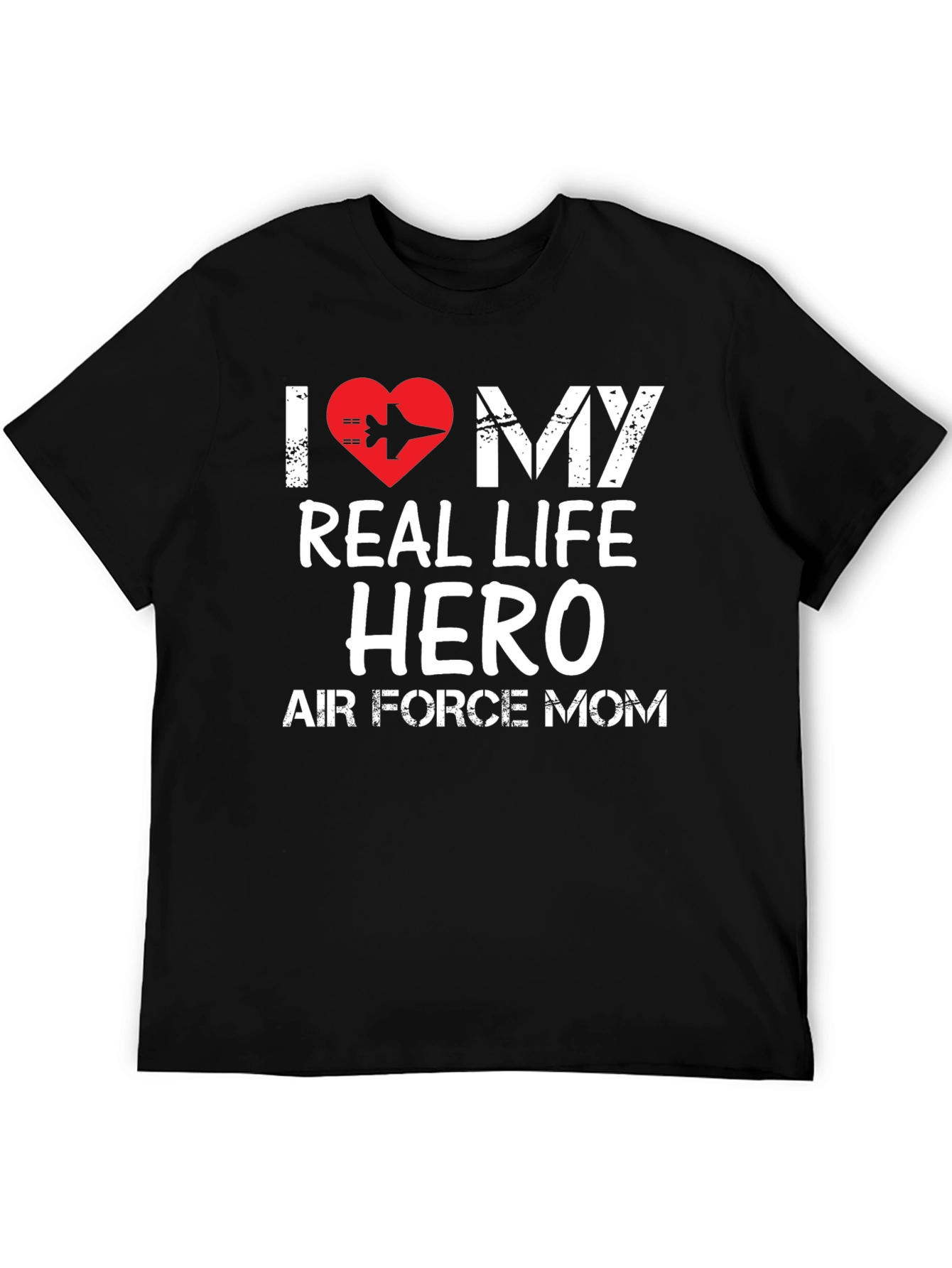 Black I Love My Real Life Hero Air Force Mom T-Shirt view 5