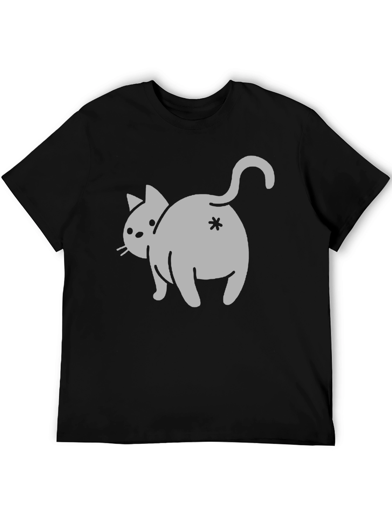 Black Funny Cat Butt T-Shirt - Black Cotton Blend view 5