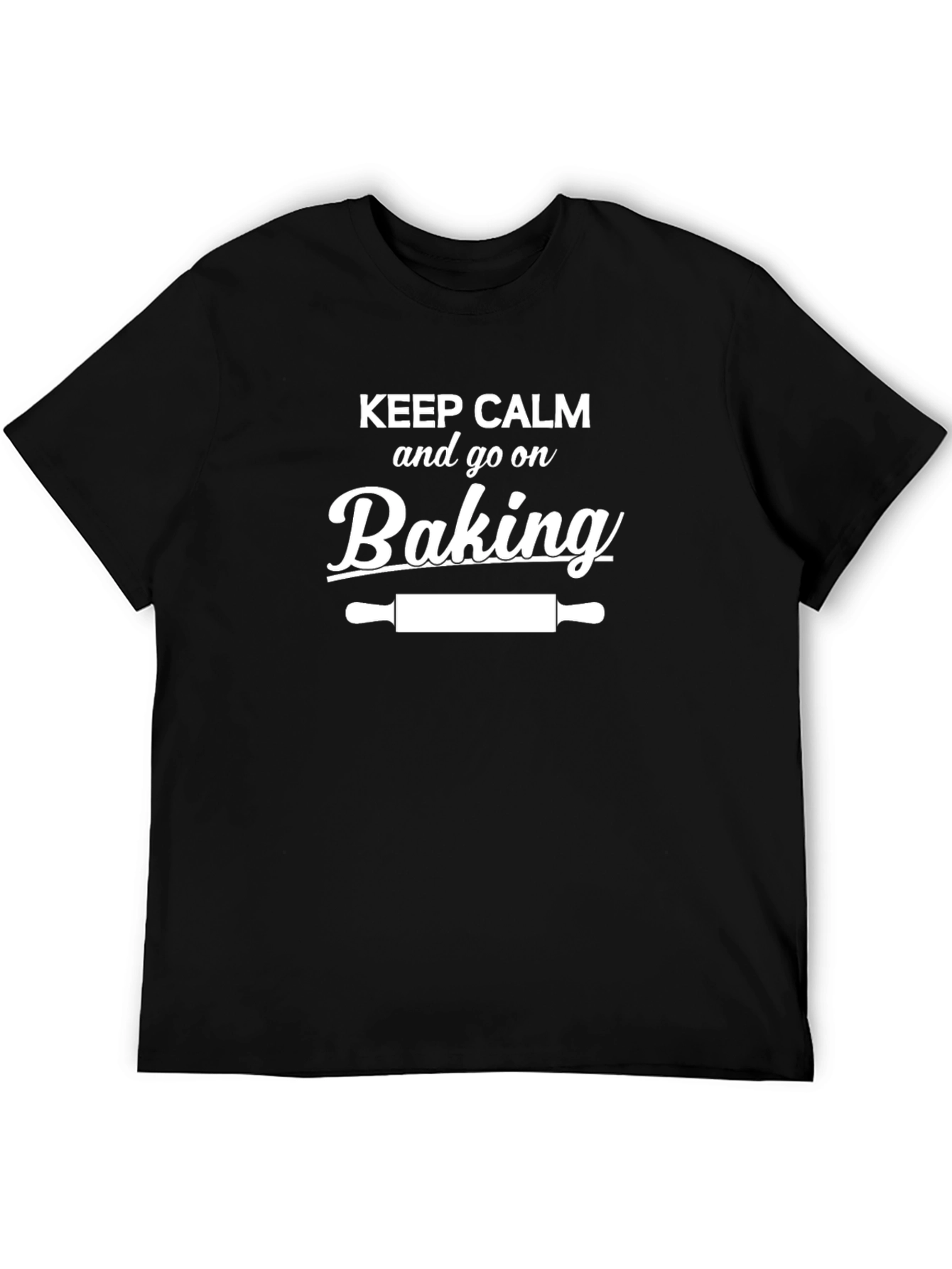 Black Keep Calm and Go On Baking T-Shirt view 5