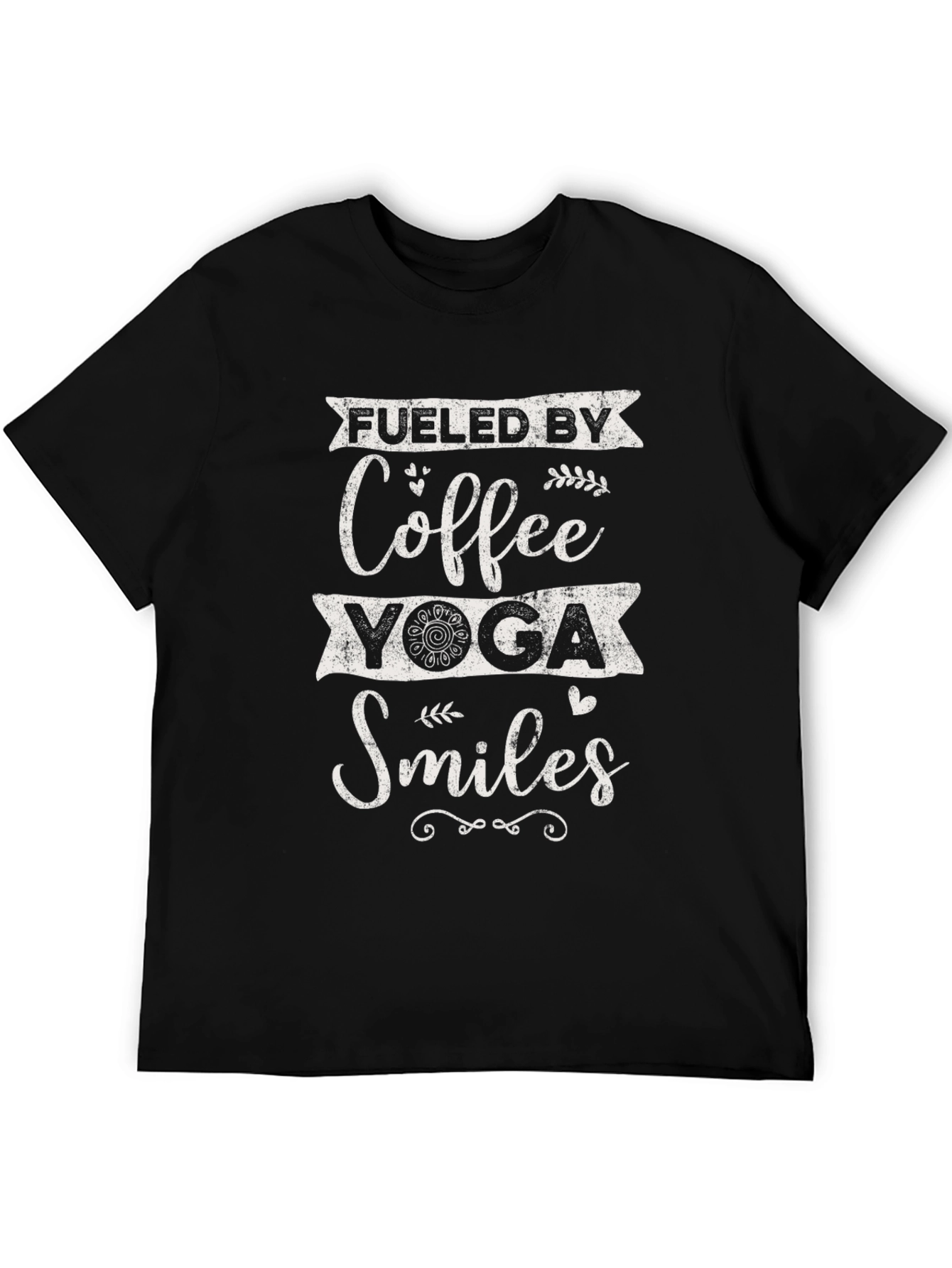Black Fueled By Coffee, Yoga, and Smiles T-Shirt view 5