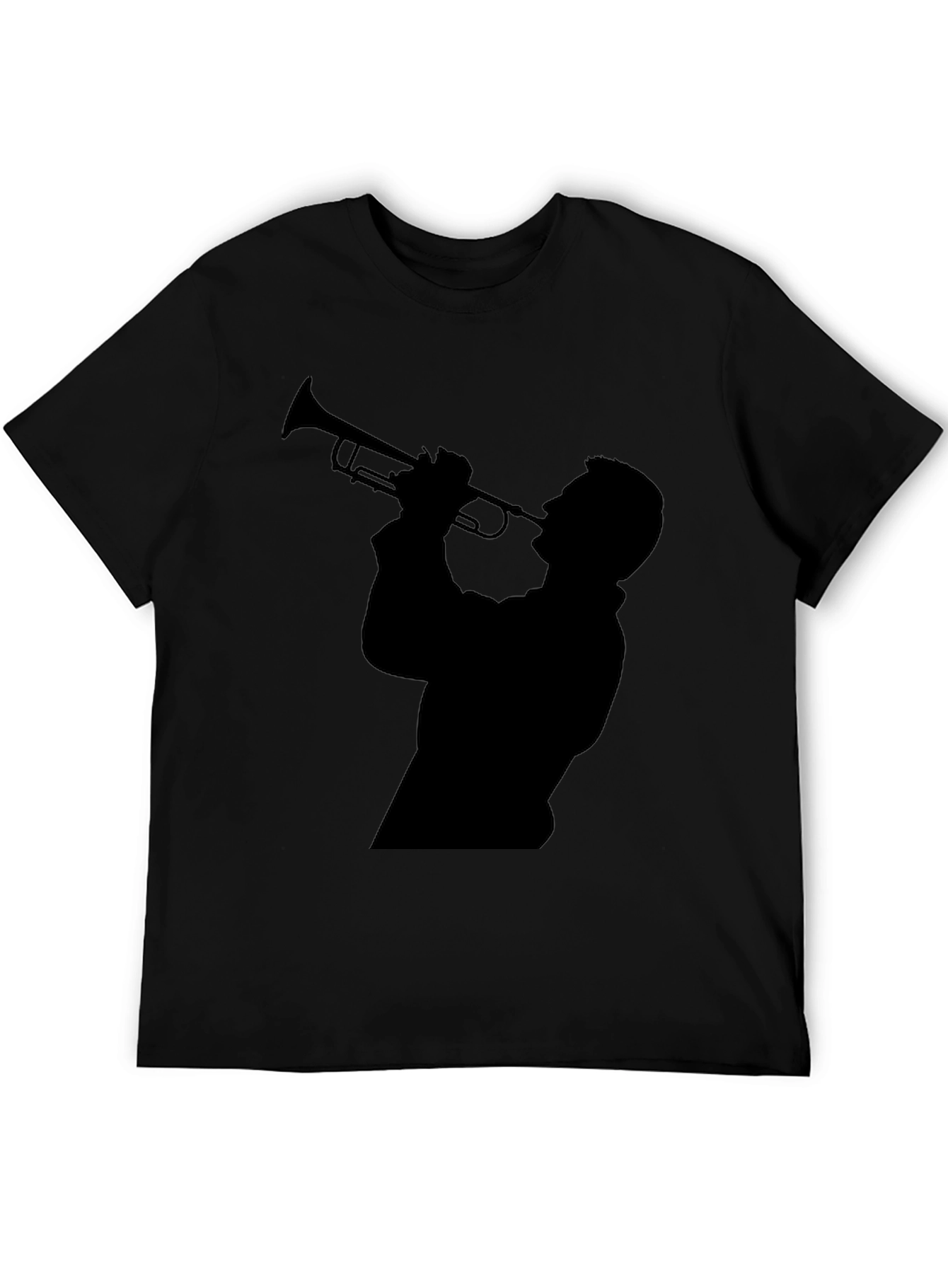 Black Trumpet Player Silhouette Black T-Shirt view 5