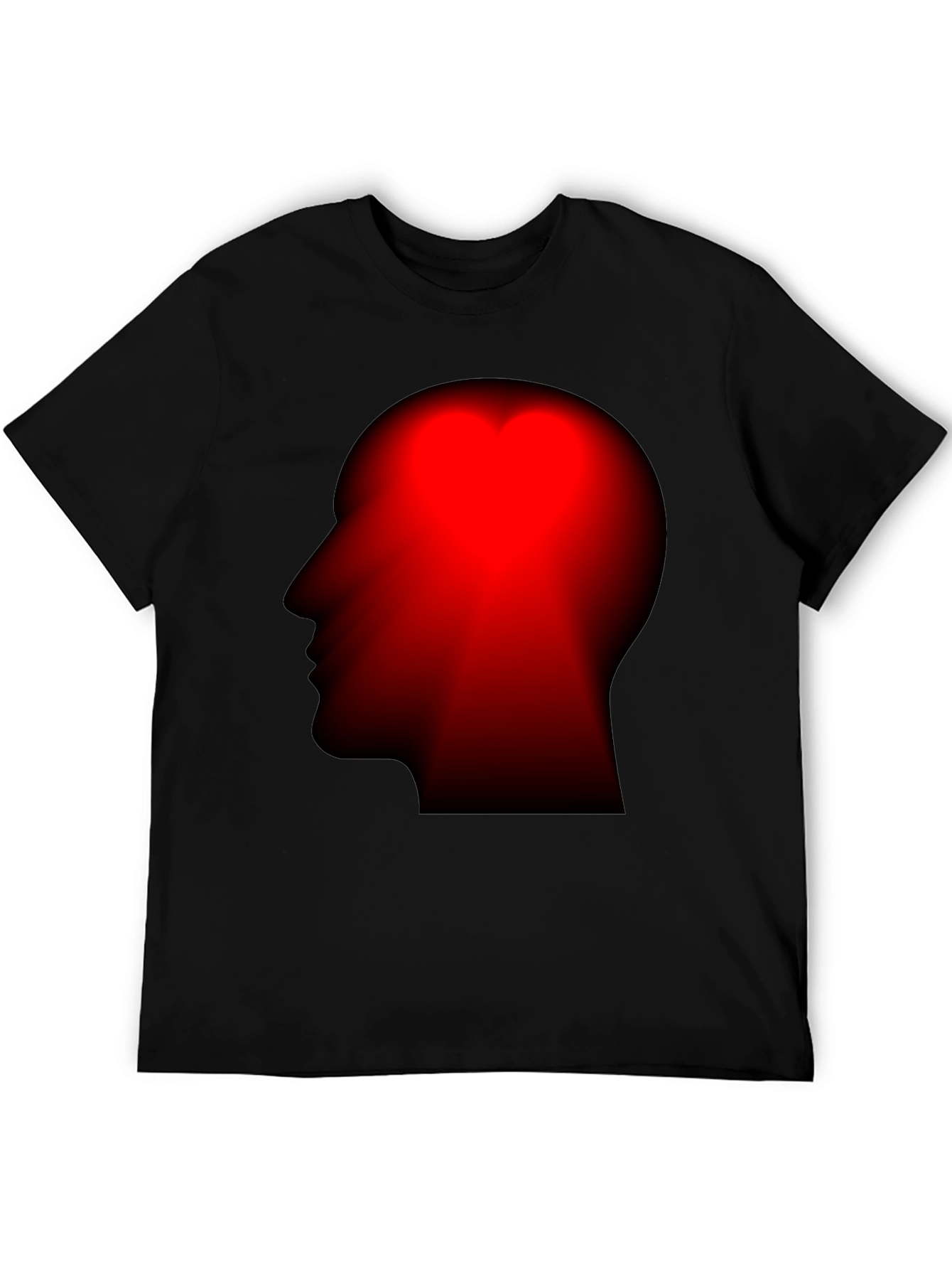 Black Red Head Silhouette Black T-Shirt view 5
