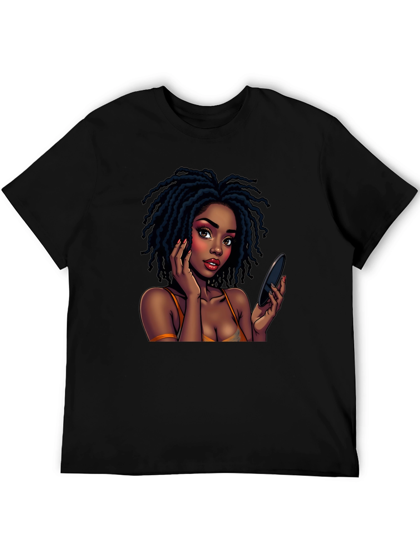 Black Black T-Shirt with Animated Girl Graphic view 5