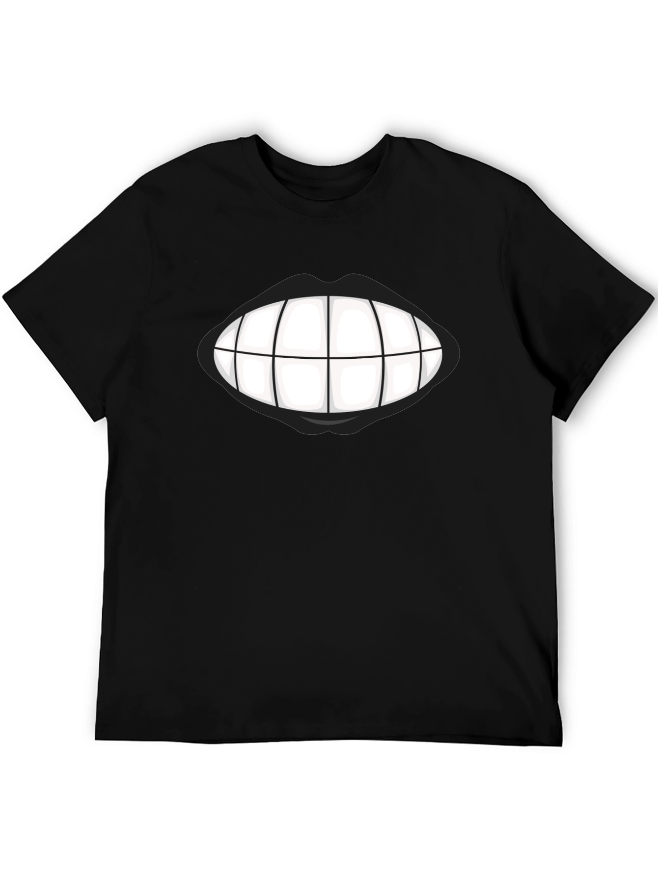 Black Grinning Teeth Graphic Tee - Bold Black T-Shirt view 5