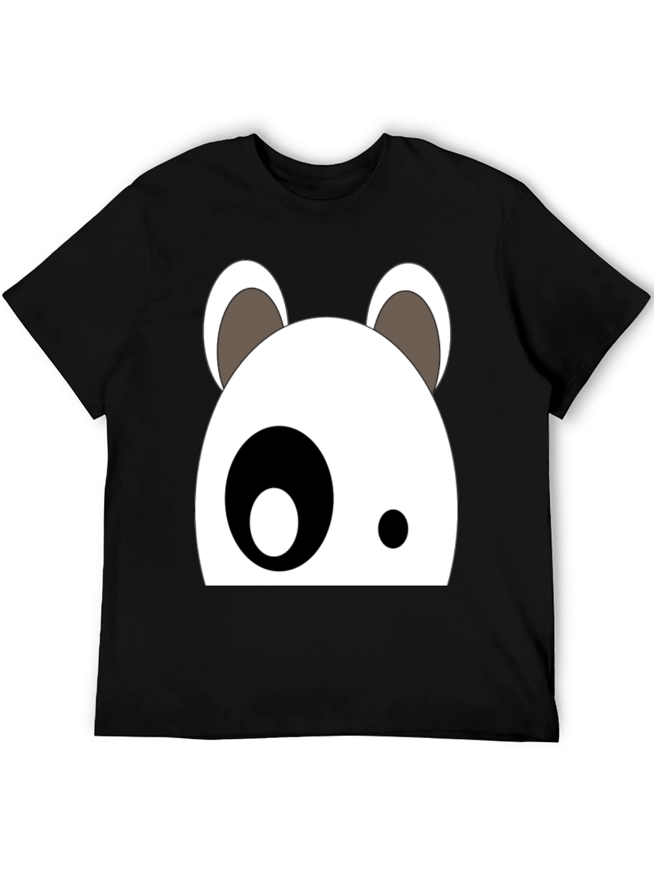Black Cartoon Panda Face Black Graphic Tee view 5
