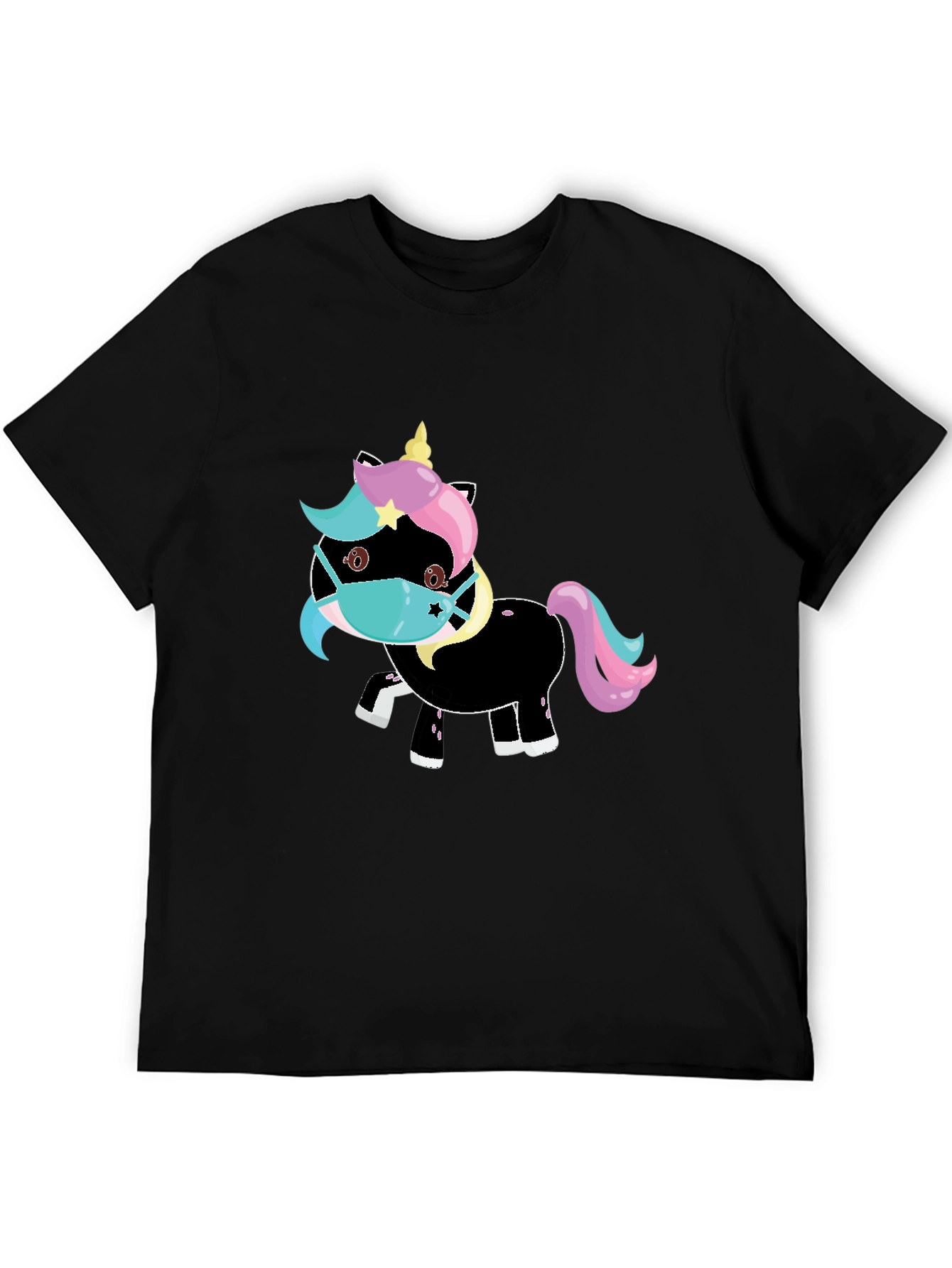 Black Unicorn Mask Black T-Shirt view 5
