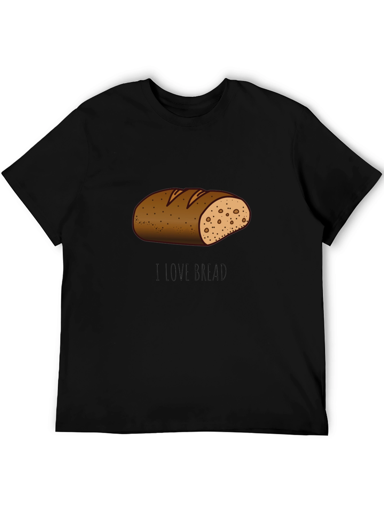 Black I Love Bread T-Shirt Funny Cartoon Loaf Tee view 5