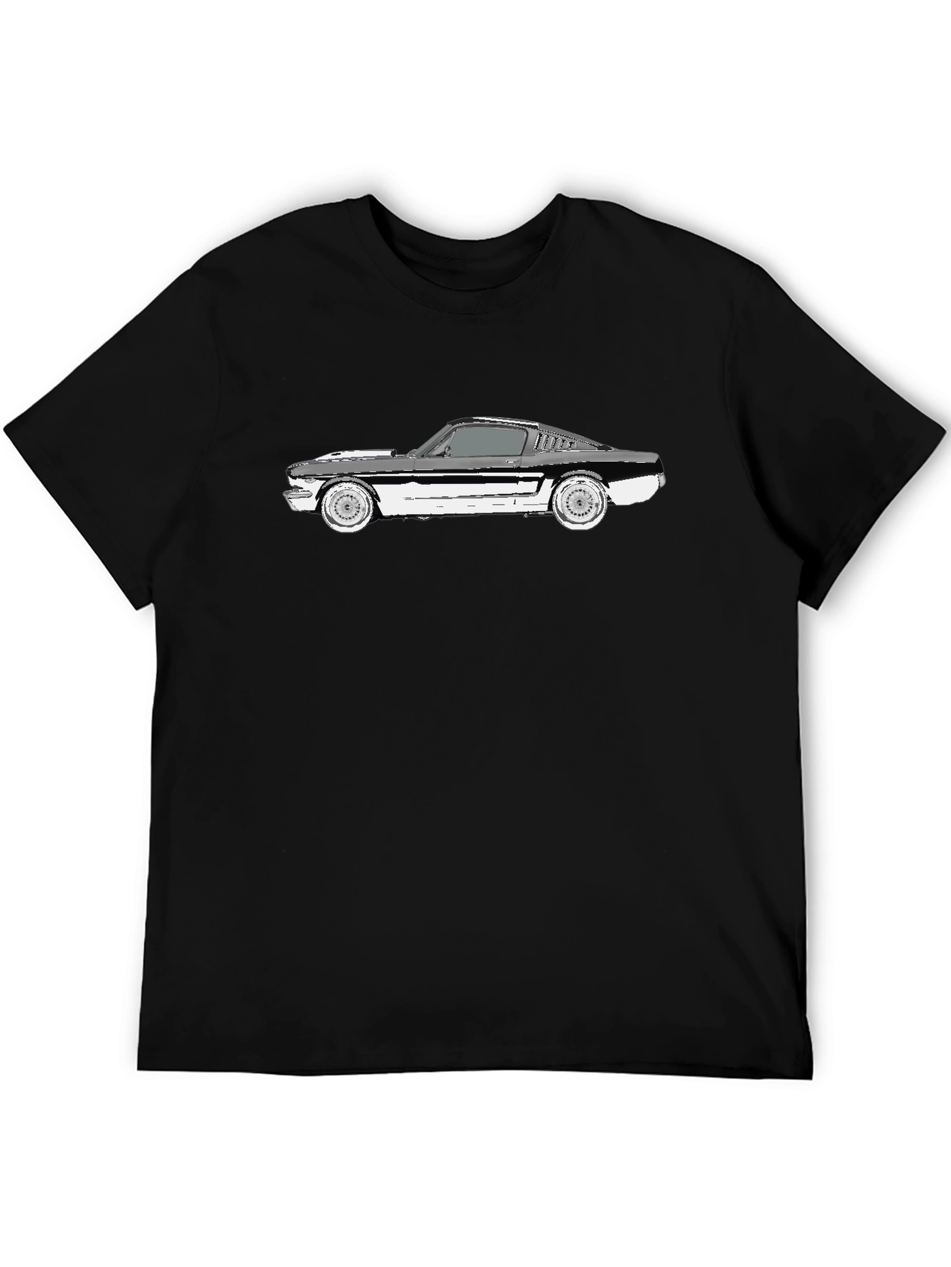 Black Classic Mustang Car Graphic Tee - Black view 5