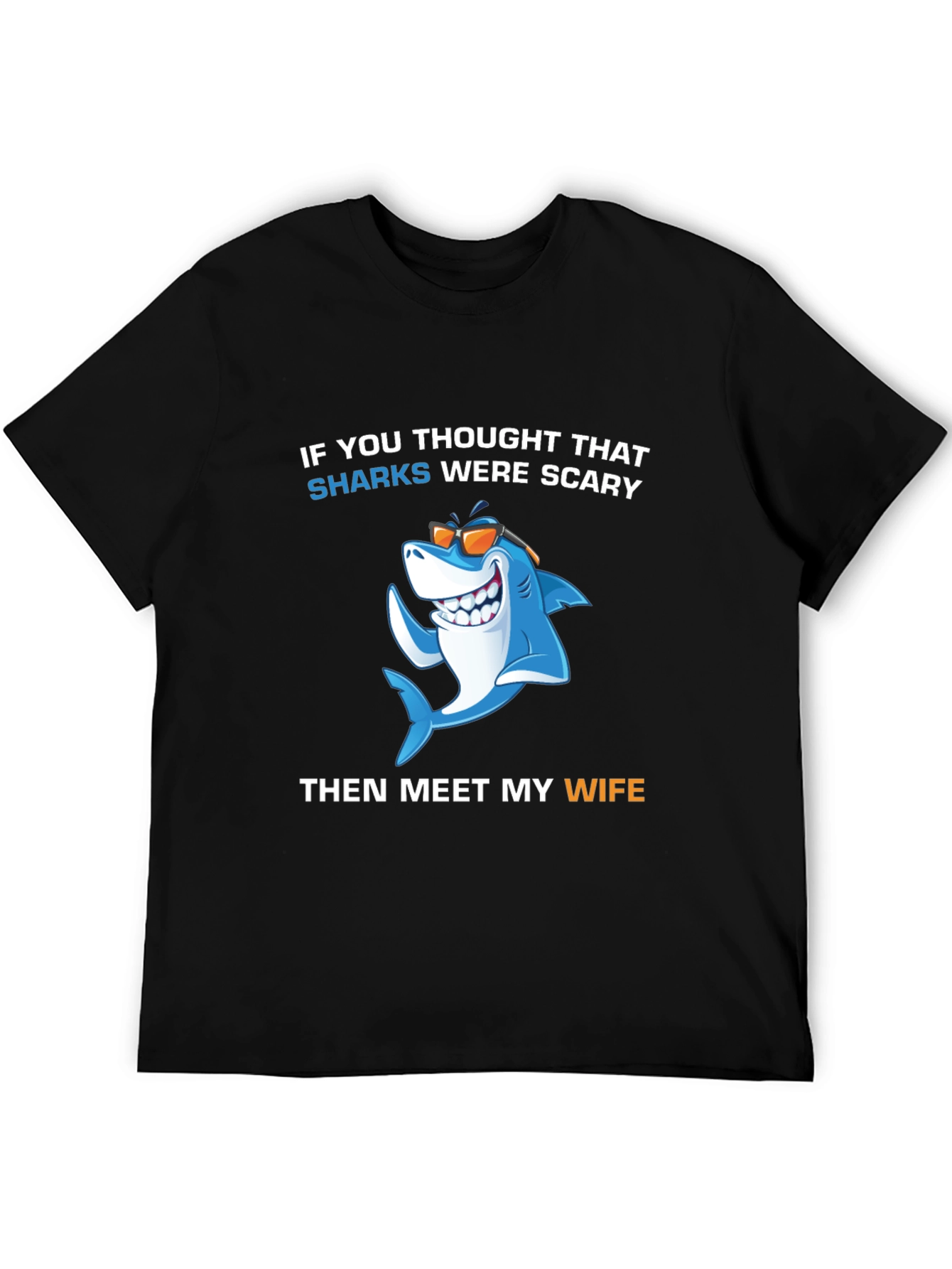 Black Funny Shark Wife T-Shirt view 5