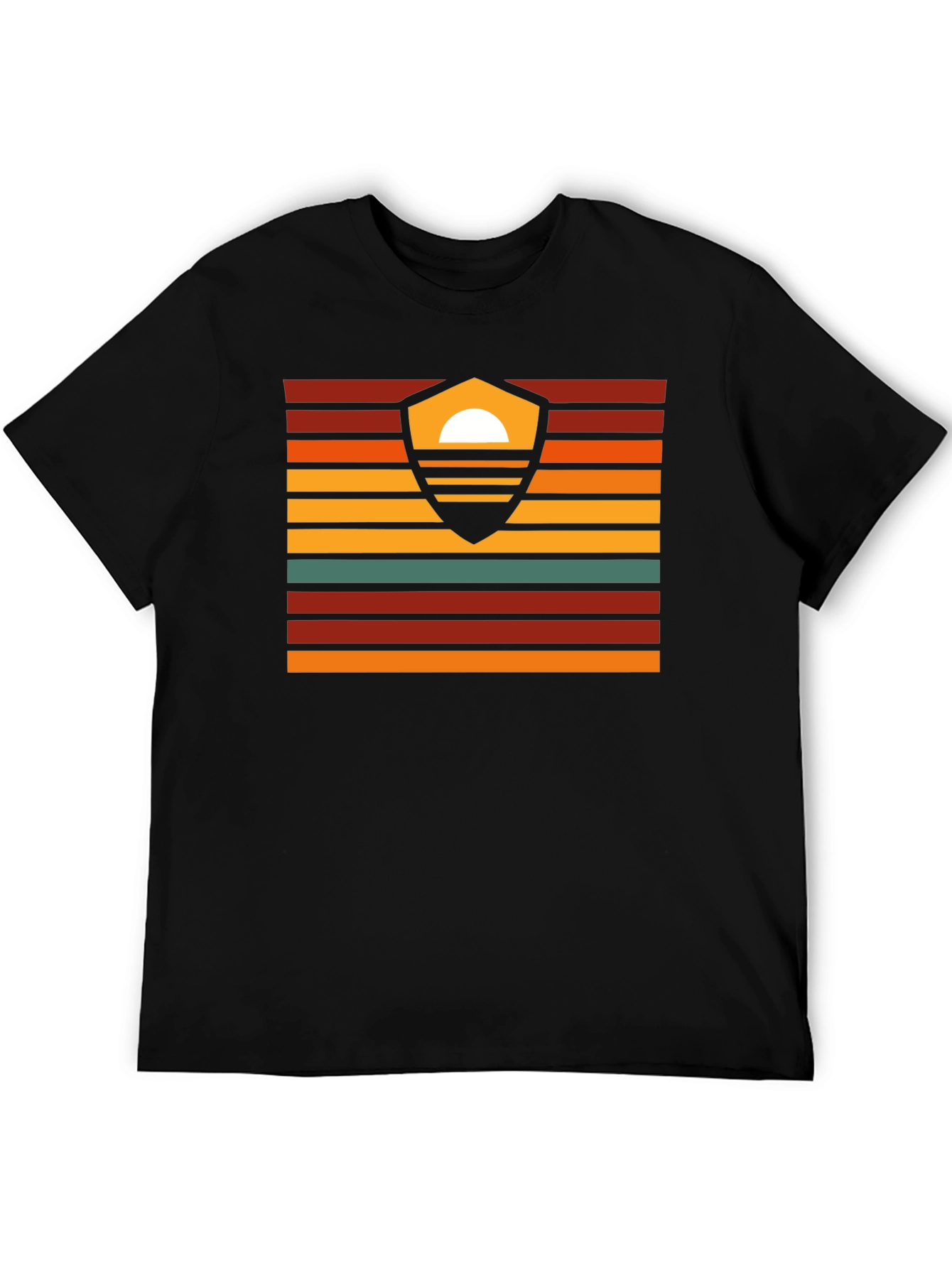 Black Sunset Shield Graphic Tee - Retro Style view 5