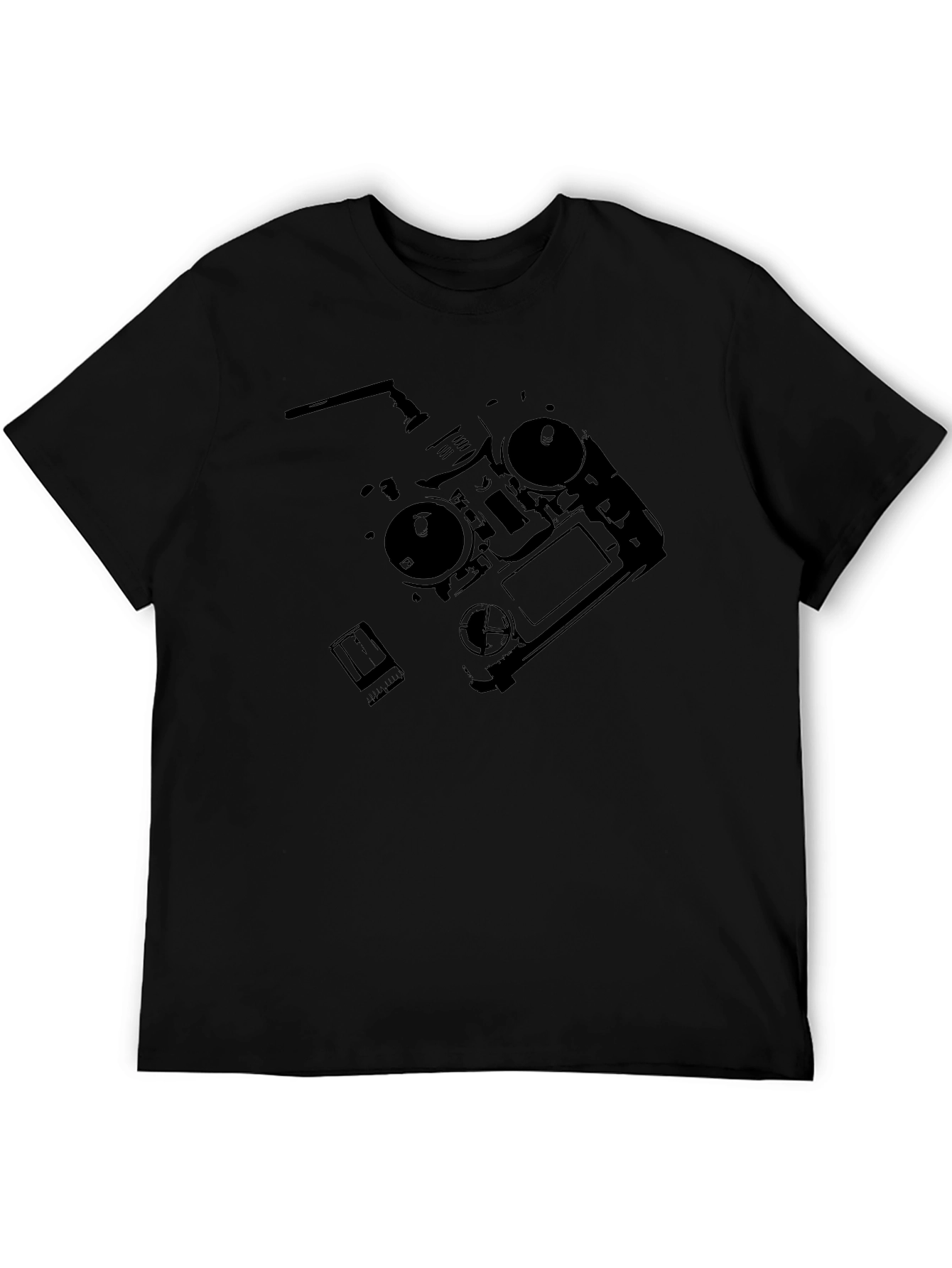 Black Drone Remote Black T-Shirt view 5