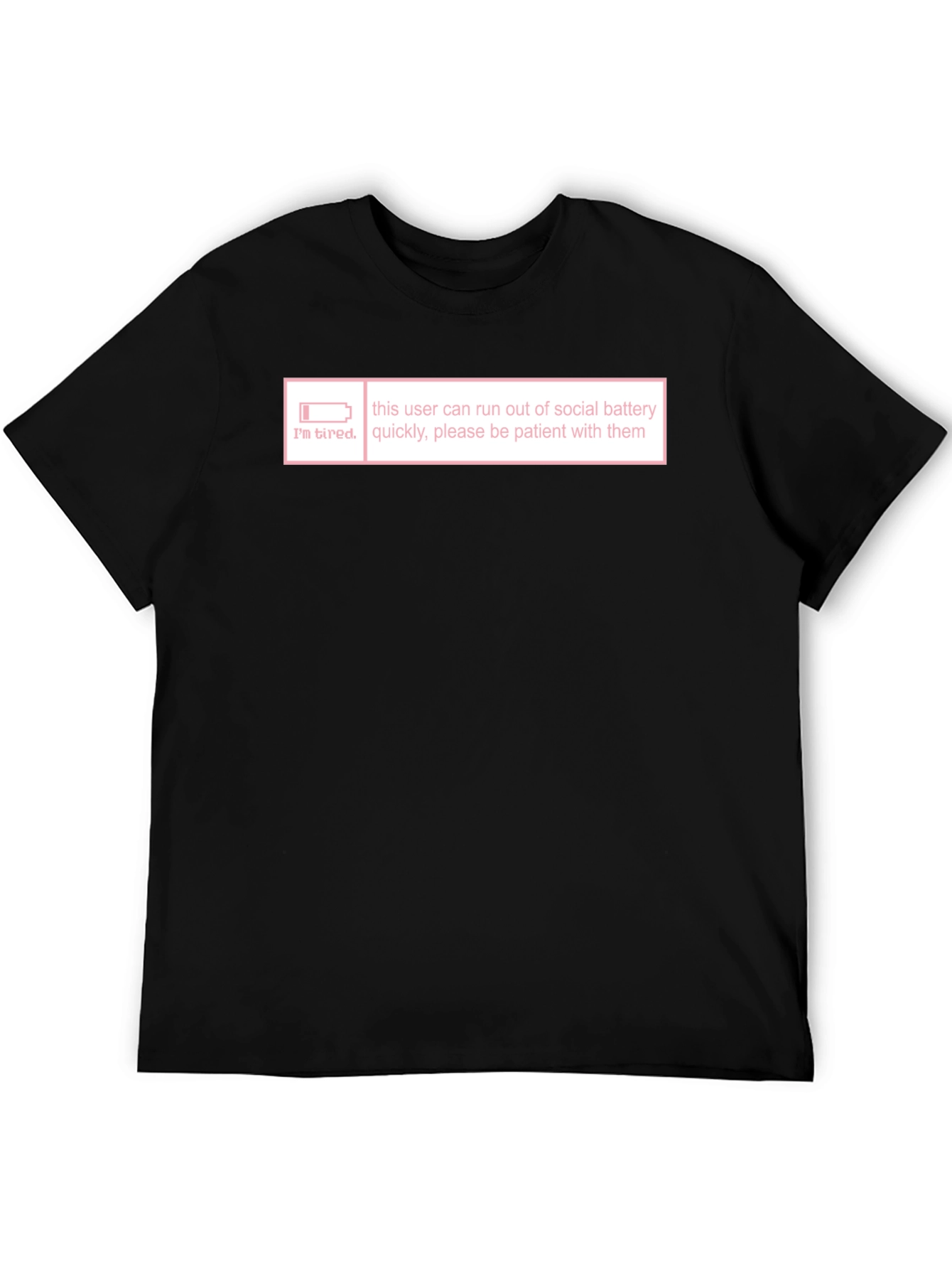 Black Introvert Social Battery T-Shirt - I'm Tired Graphic Tee view 5